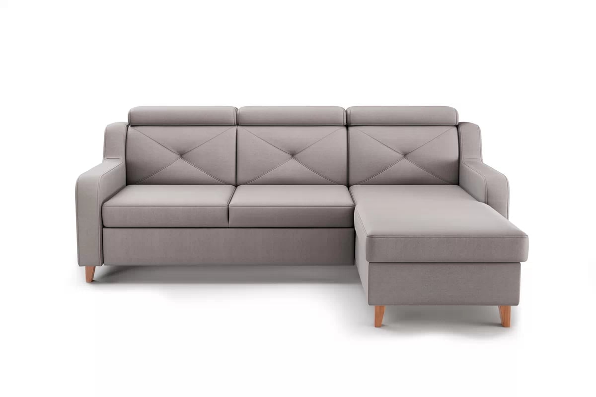 Rohová sedačka Laksaro s rozkladom pravostranná - tmavobéžový zamat Jasmine 25 Rohová sedacia súprava pravá strana s funkciou spania Laksaro - jasno Hnedý zamat Jasmine 25