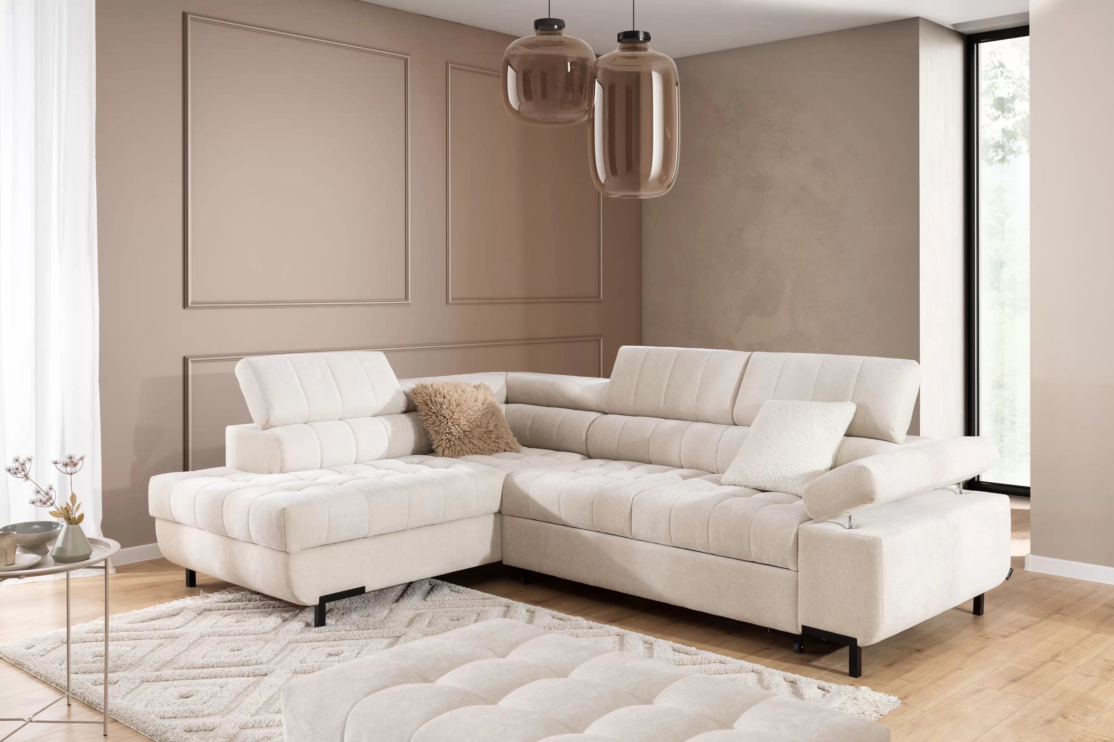 Rozkladacia rohová sedacia súprava Tyrion L Rohová sedacia súprava rozkladany do obývacej izby Tyrion L