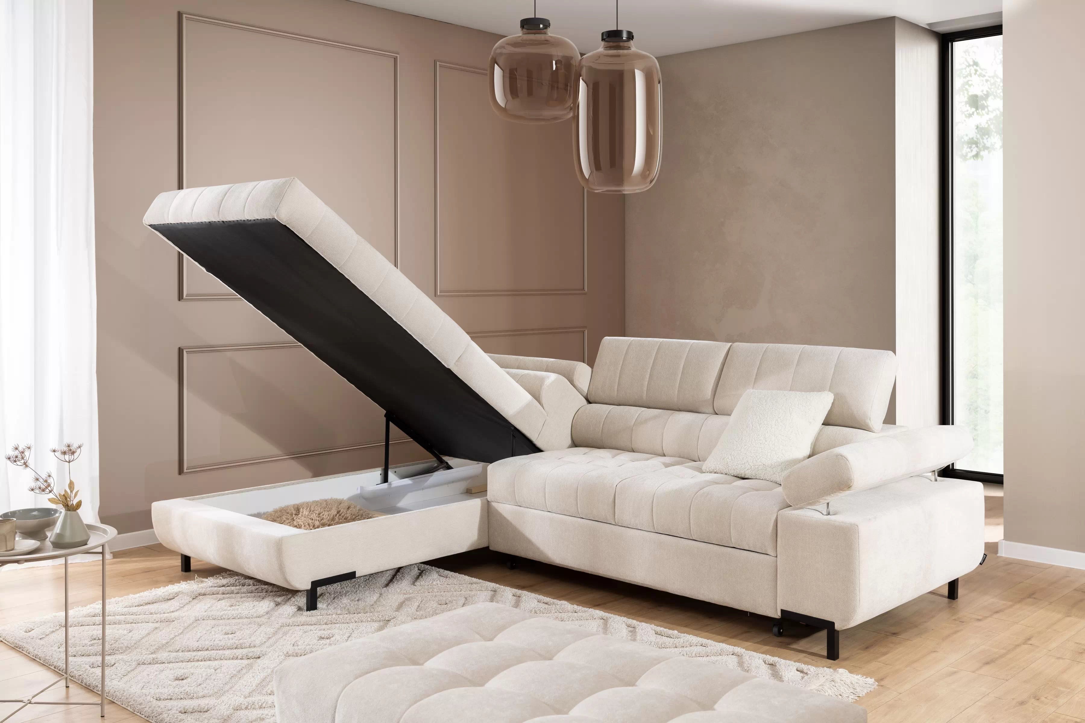 Rozkladacia rohová sedacia súprava Tyrion L Rohová sedacia súprava rozkladany do obývacej izby Tyrion L