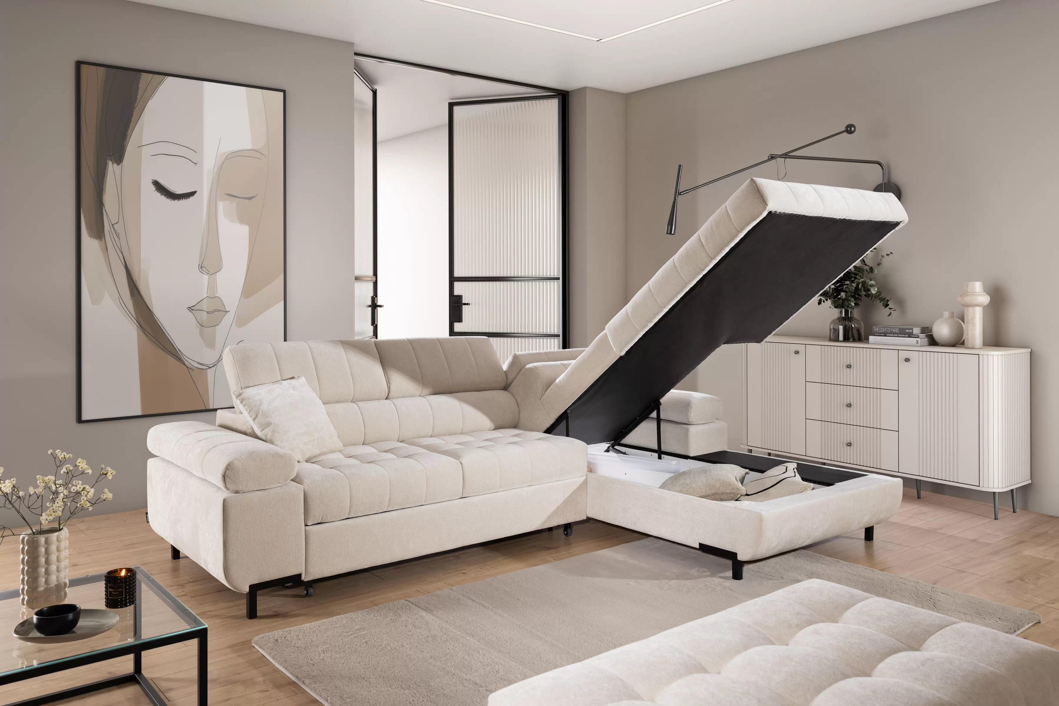 Rozkladacia rohová sedacia súprava Tyrion Mini Rohová sedacia súprava rozkladany do obývacej izby Tyrion Mini