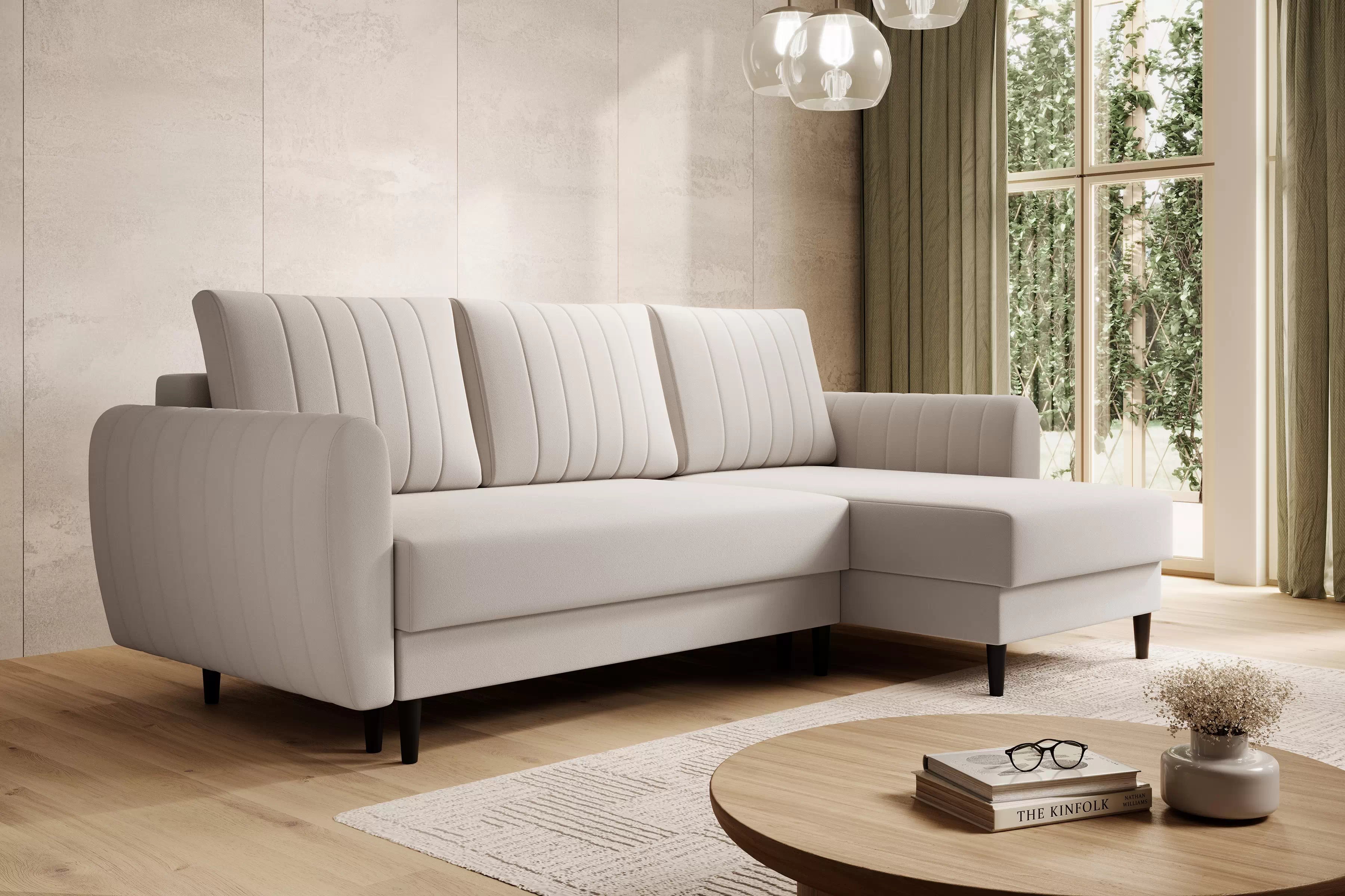 Rozkladacia rohová sedacia súprava Nefios s úložným priestorom Rohová sedacia súprava rozkladany Nefios S vnútorným úložným priestorom