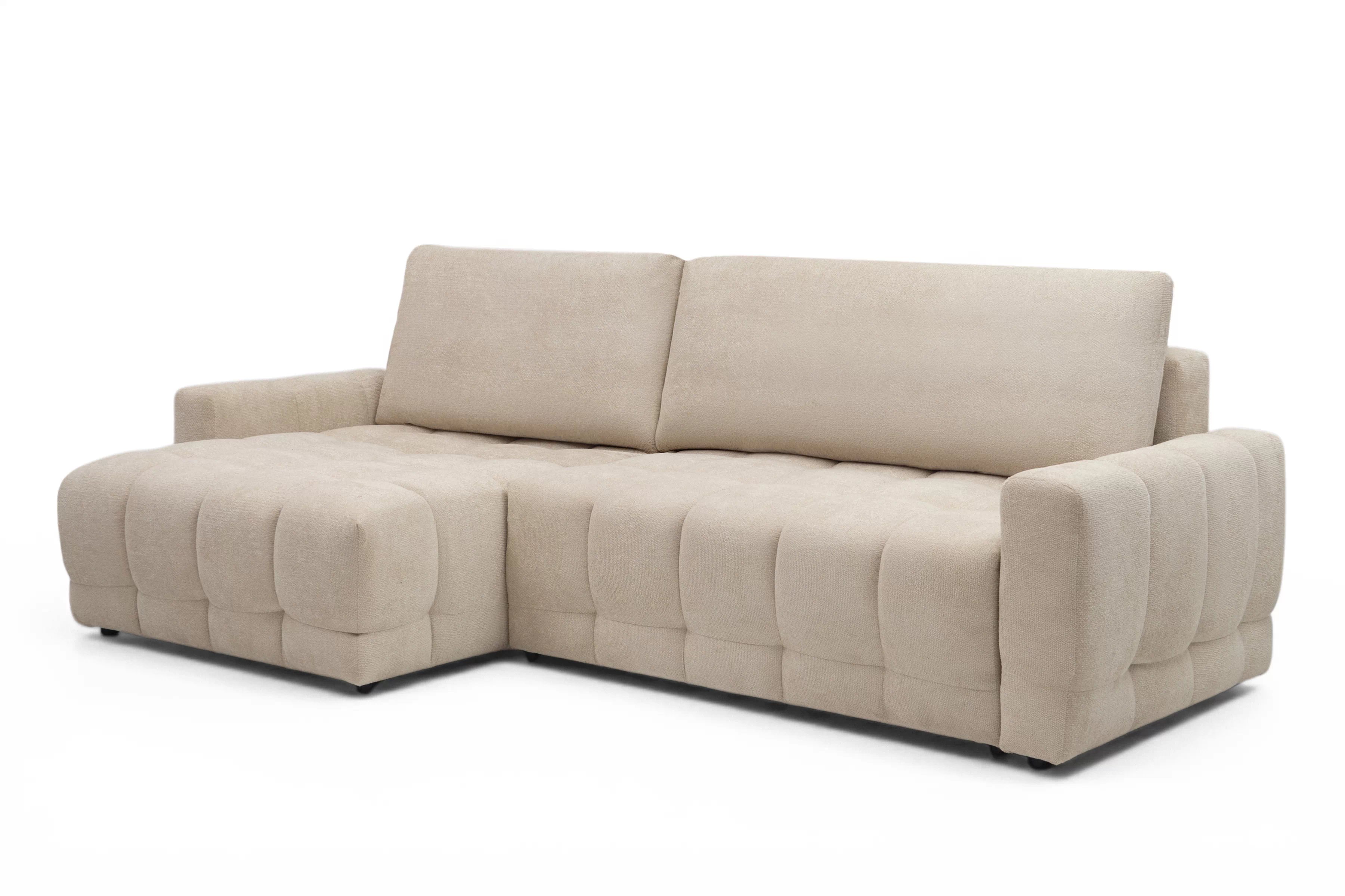 Rohová sedačka Sorenio s funkciou spania ľavá - béžová pletenina Murano 833 Rohová sedacia súprava Sorenio s funkciou spánku Ľavá strana - Béžová plecionka Murano 833