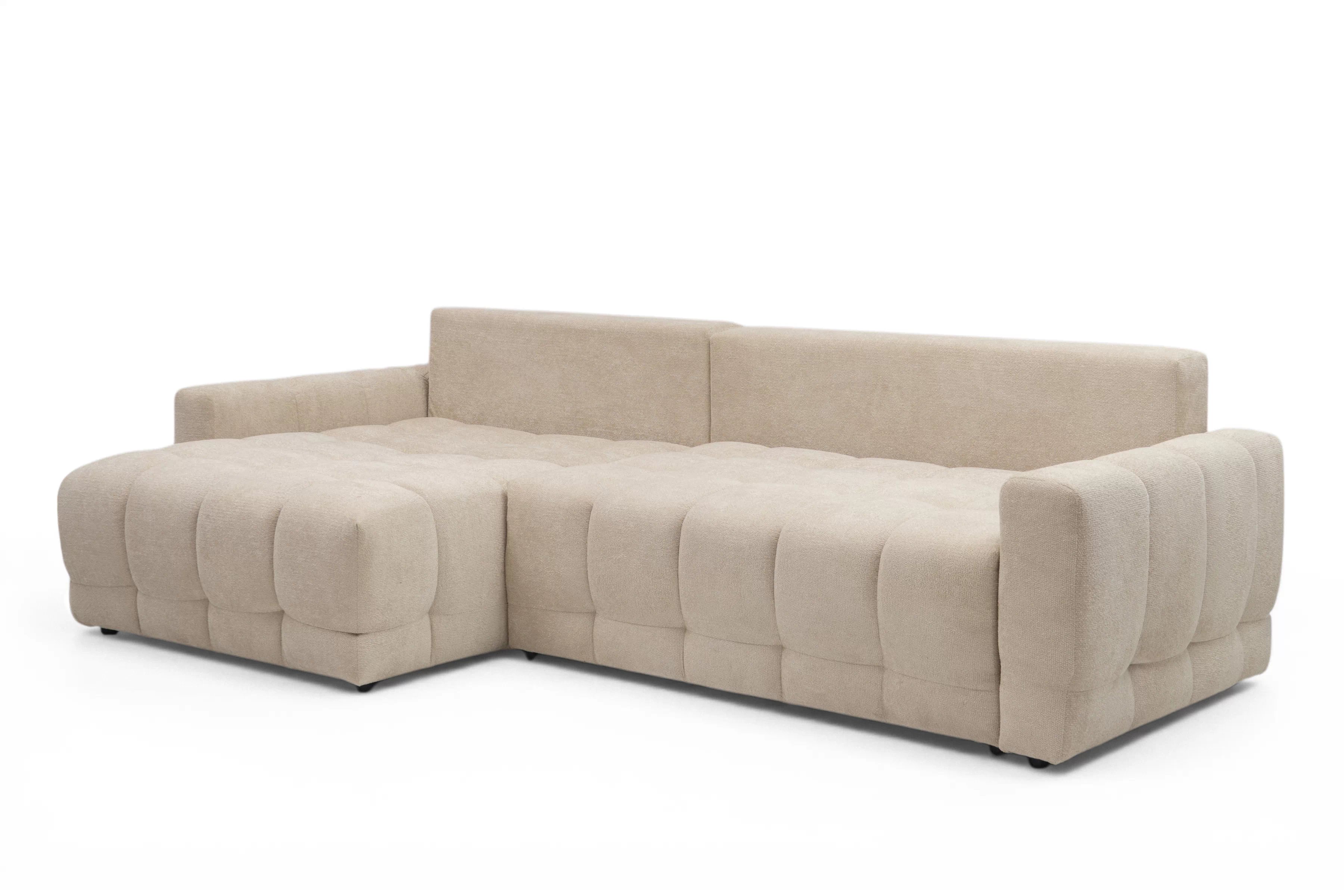 Rohová sedačka Sorenio s funkciou spania ľavá - béžová pletenina Murano 833 Rohová sedacia súprava Sorenio s funkciou spánku Ľavá strana - Béžová plecionka Murano 833