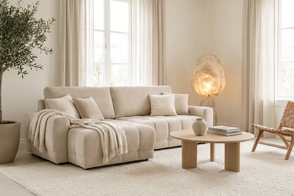 Rohová sedačka Sorenio s funkciou spania ľavá - béžová pletenina Murano 833 Rohová sedacia súprava Sorenio s funkciou spánku Ľavá strana - Béžová plecionka Murano 833