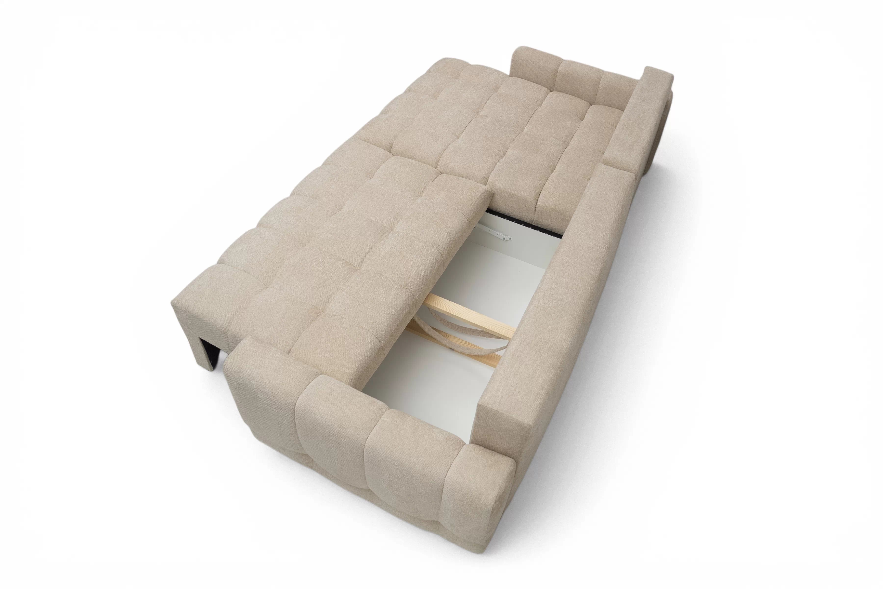 Rohová sedačka Sorenio s funkciou spania ľavá - béžová pletenina Murano 833 Rohová sedacia súprava Sorenio s funkciou spánku Ľavá strana - Béžová plecionka Murano 833