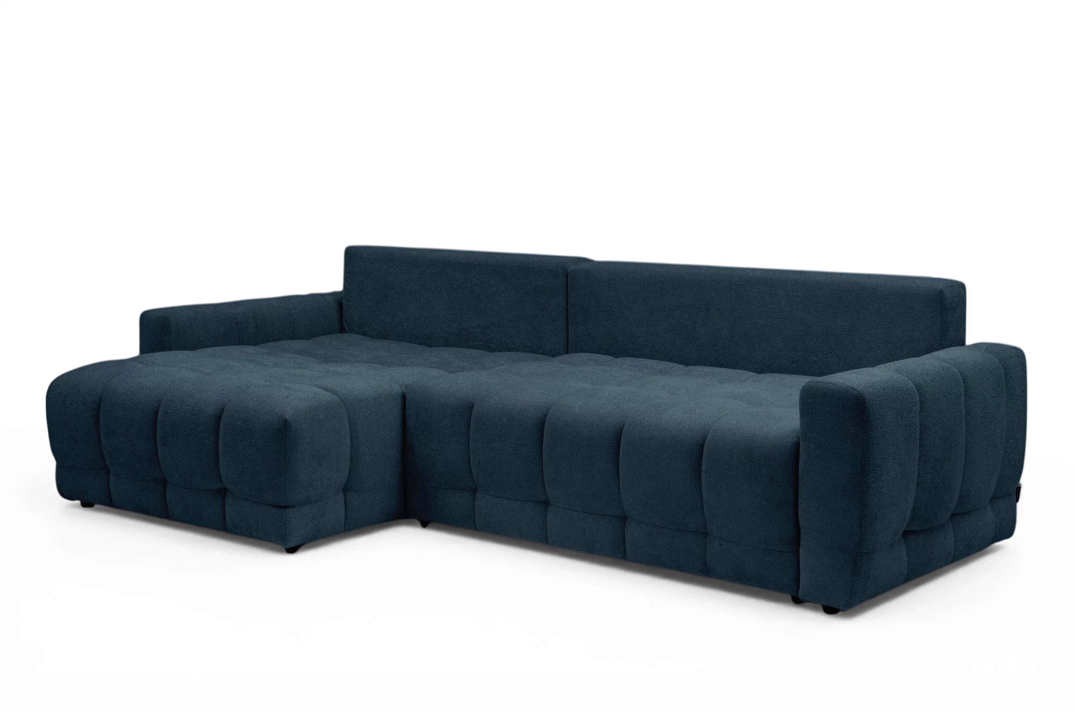 Rohová sedacia súprava Sorenio s funkciou spánku Ľavá strana - námornícka modrá plecionka Murano 843 Rohová sedacia súprava Sorenio s funkciou spánku Ľavá strana - námornícka modrá plecionka Murano 843