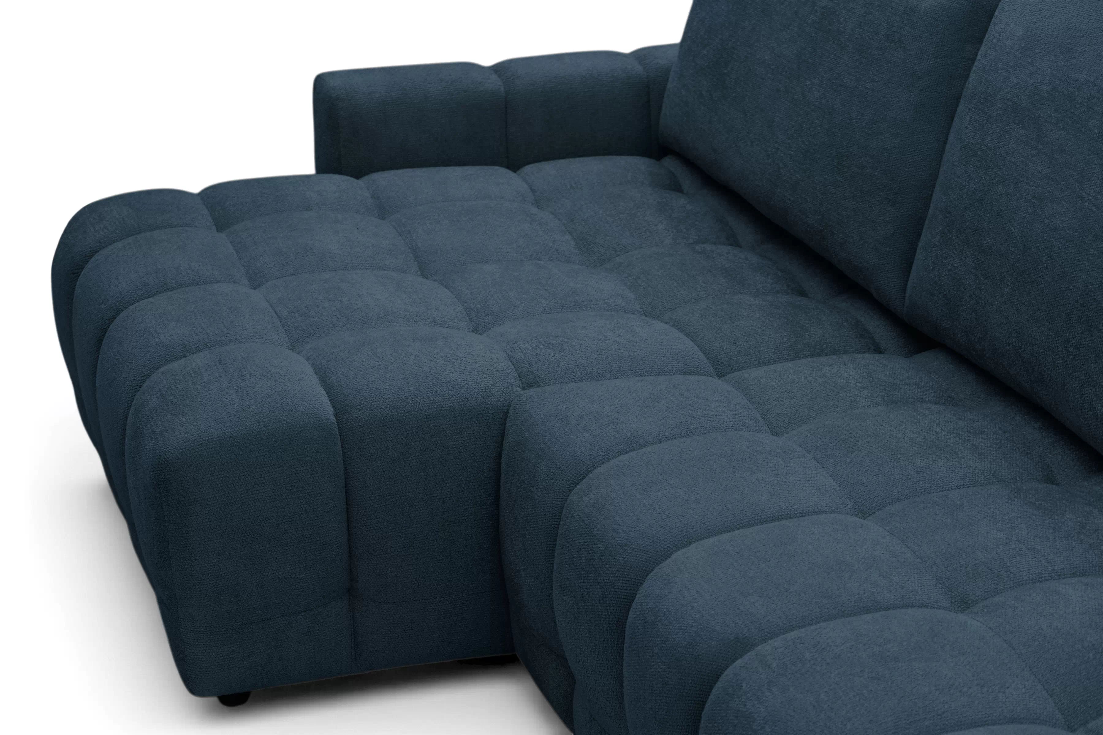 Rohová sedacia súprava Sorenio s funkciou spánku Ľavá strana - námornícka modrá plecionka Murano 843 Rohová sedacia súprava Sorenio s funkciou spánku Ľavá strana - námornícka modrá plecionka Murano 843