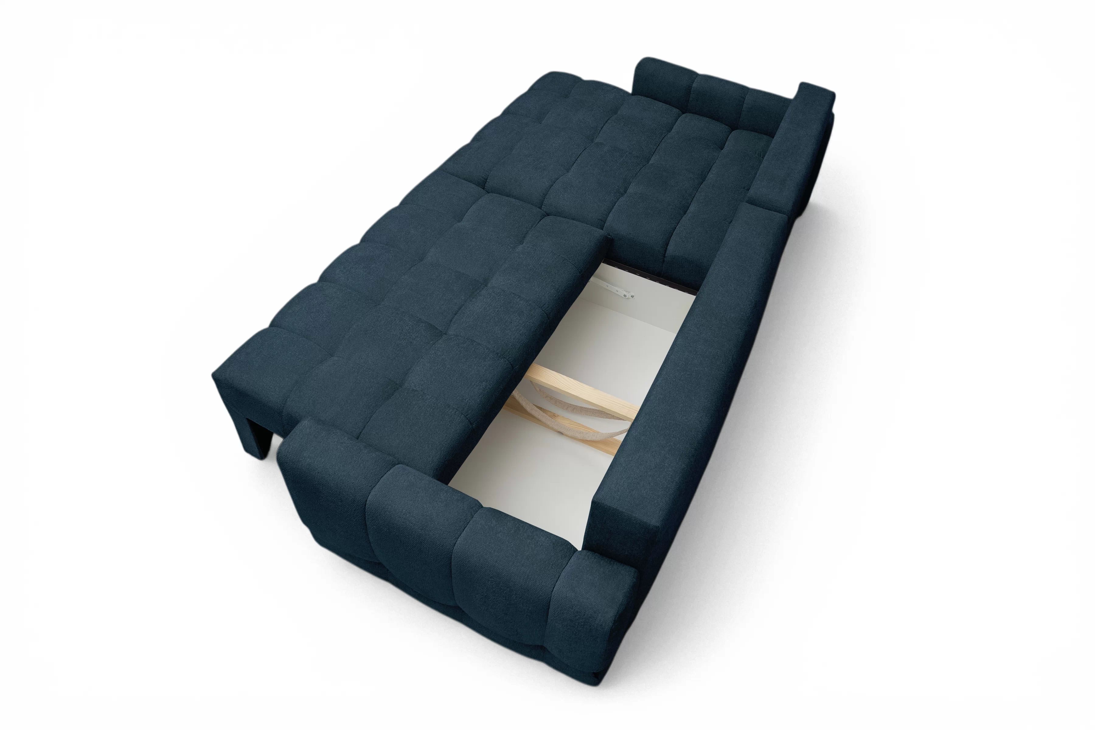 Rohová sedacia súprava Sorenio s funkciou spánku Ľavá strana - námornícka modrá plecionka Murano 843 Rohová sedacia súprava Sorenio s funkciou spánku Ľavá strana - námornícka modrá plecionka Murano 843