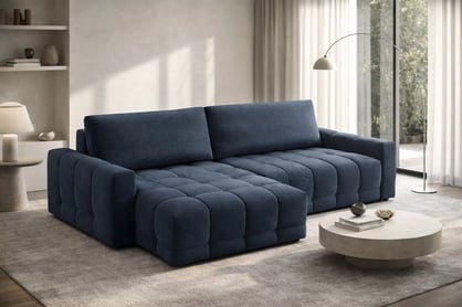 Rohová sedacia súprava Sorenio s funkciou spánku Ľavá strana - námornícka modrá plecionka Murano 843 Rohová sedacia súprava Sorenio s funkciou spánku Ľavá strana - námornícka modrá plecionka Murano 843