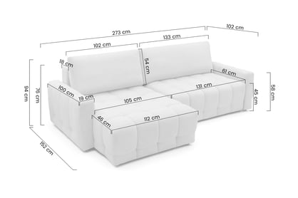 Rohová sedačka Sorenio s funkciou spania ľavá - šedá pletenina Murano 847 Rohová sedacia súprava Sorenio s funkciou spánku Ľavá strana - šedá plecionka Murano 847