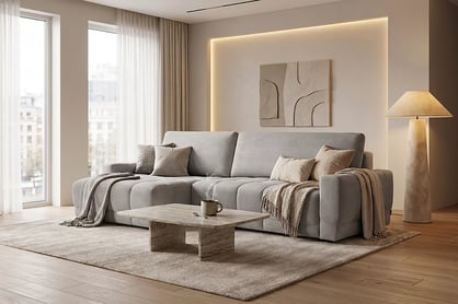 Rohová sedačka Sorenio s funkciou spania ľavá - šedá pletenina Murano 847 Rohová sedacia súprava Sorenio s funkciou spánku Ľavá strana - šedá plecionka Murano 847