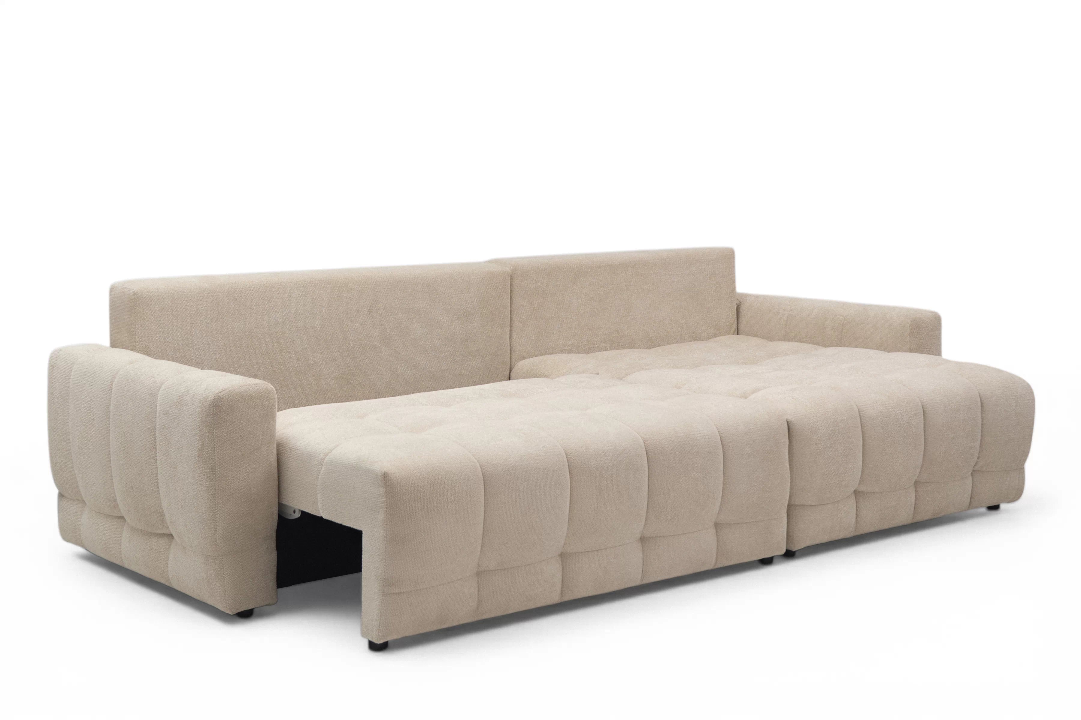 Rohová sedačka Sorenio s funkciou spania pravá - béžová pletenina Murano 833 Rohová sedacia súprava Sorenio s funkciou spánku pravá strana - Béžová plecionka Murano 833