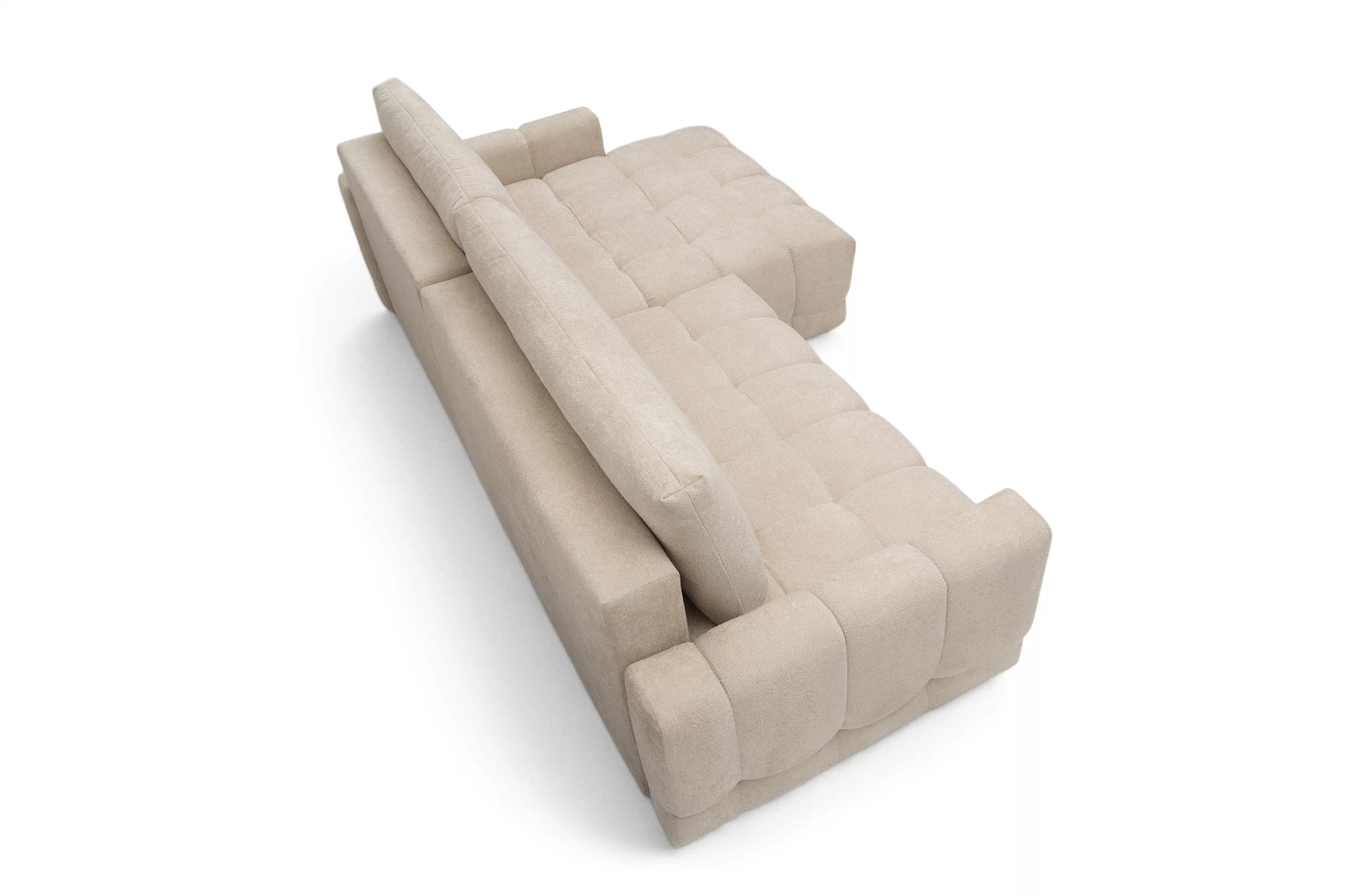 Rohová sedačka Sorenio s funkciou spania pravá - béžová pletenina Murano 833 Rohová sedacia súprava Sorenio s funkciou spánku pravá strana - Béžová plecionka Murano 833