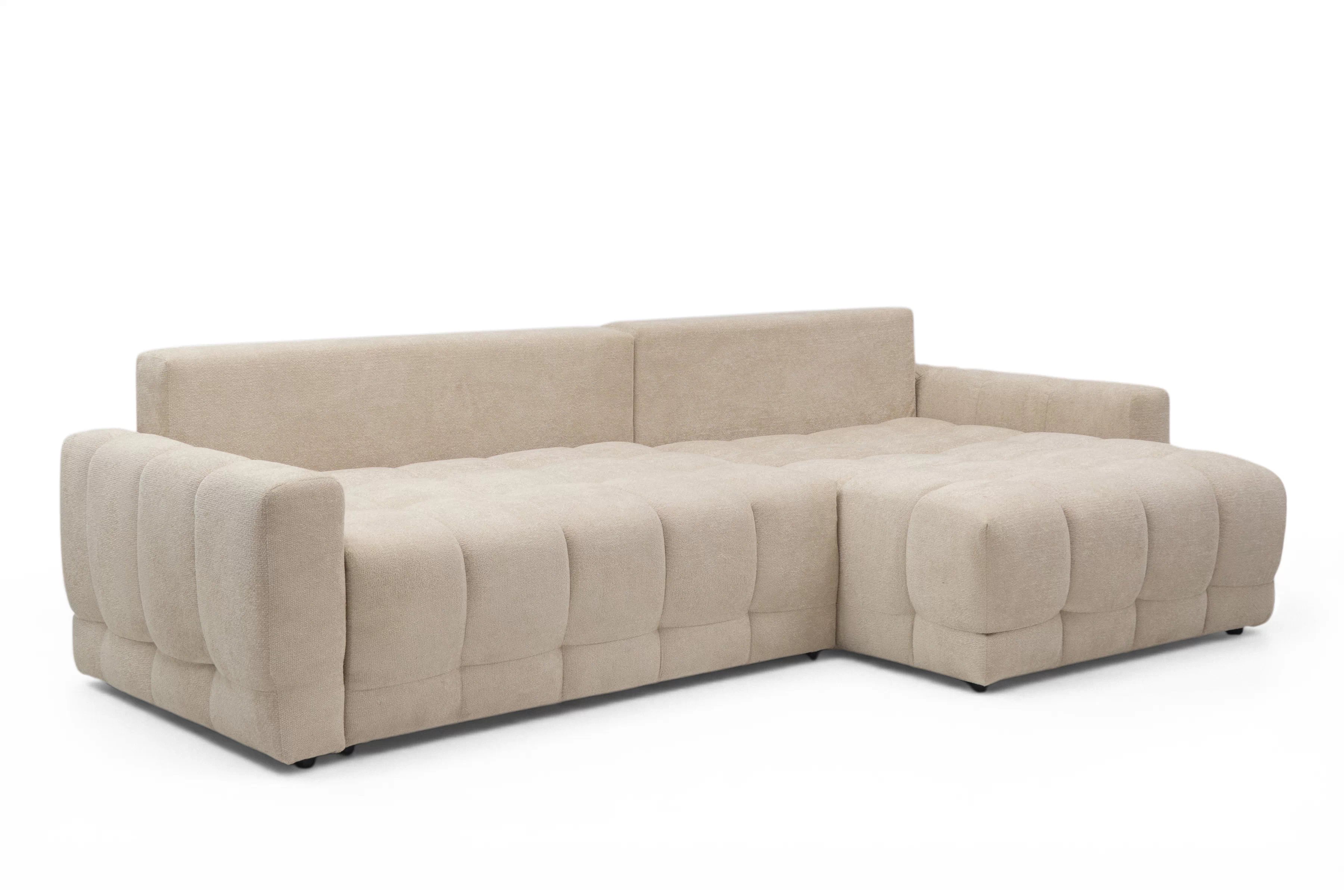 Rohová sedačka Sorenio s funkciou spania pravá - béžová pletenina Murano 833 Rohová sedacia súprava Sorenio s funkciou spánku pravá strana - Béžová plecionka Murano 833