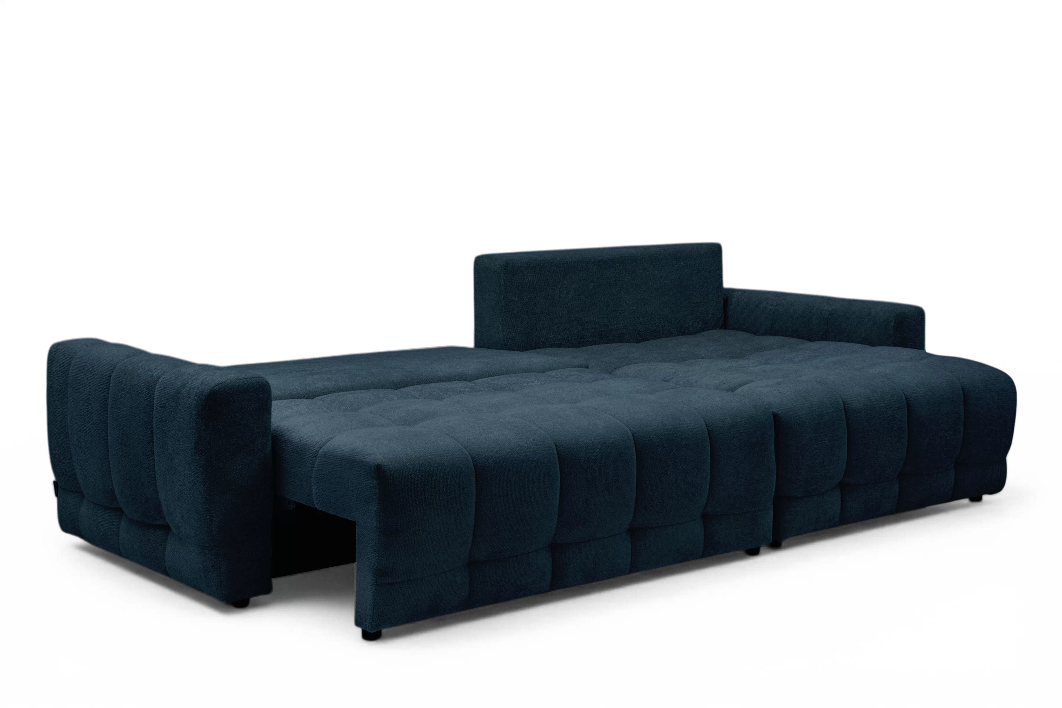 Rohová sedačka Sorenio s funkciou spania pravá - granátová pletenina Murano 843 Rohová sedacia súprava Sorenio s funkciou spánku pravá strana - námornícka modrá plecionka Murano 843