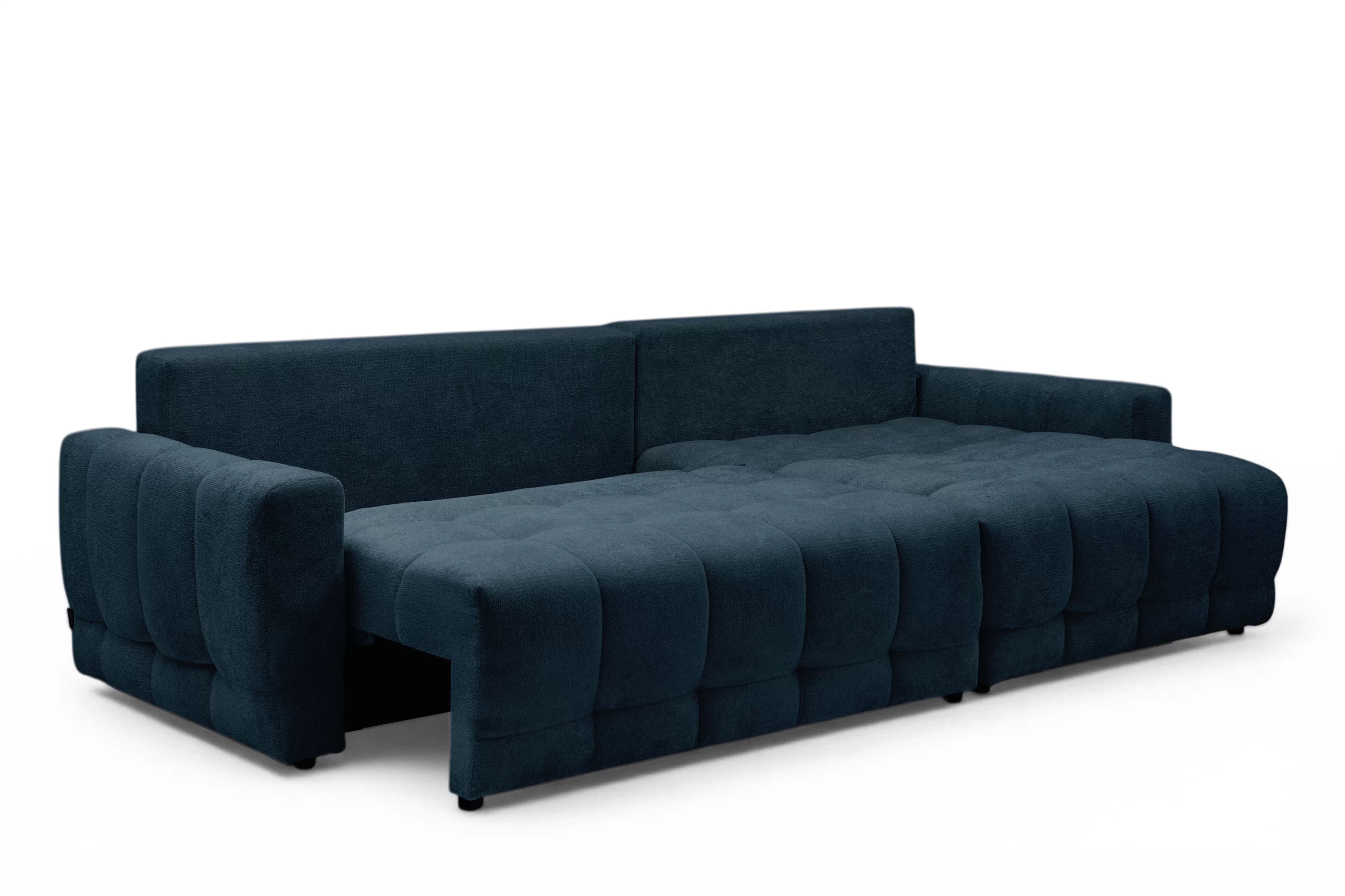 Rohová sedačka Sorenio s funkciou spania pravá - granátová pletenina Murano 843 Rohová sedacia súprava Sorenio s funkciou spánku pravá strana - námornícka modrá plecionka Murano 843