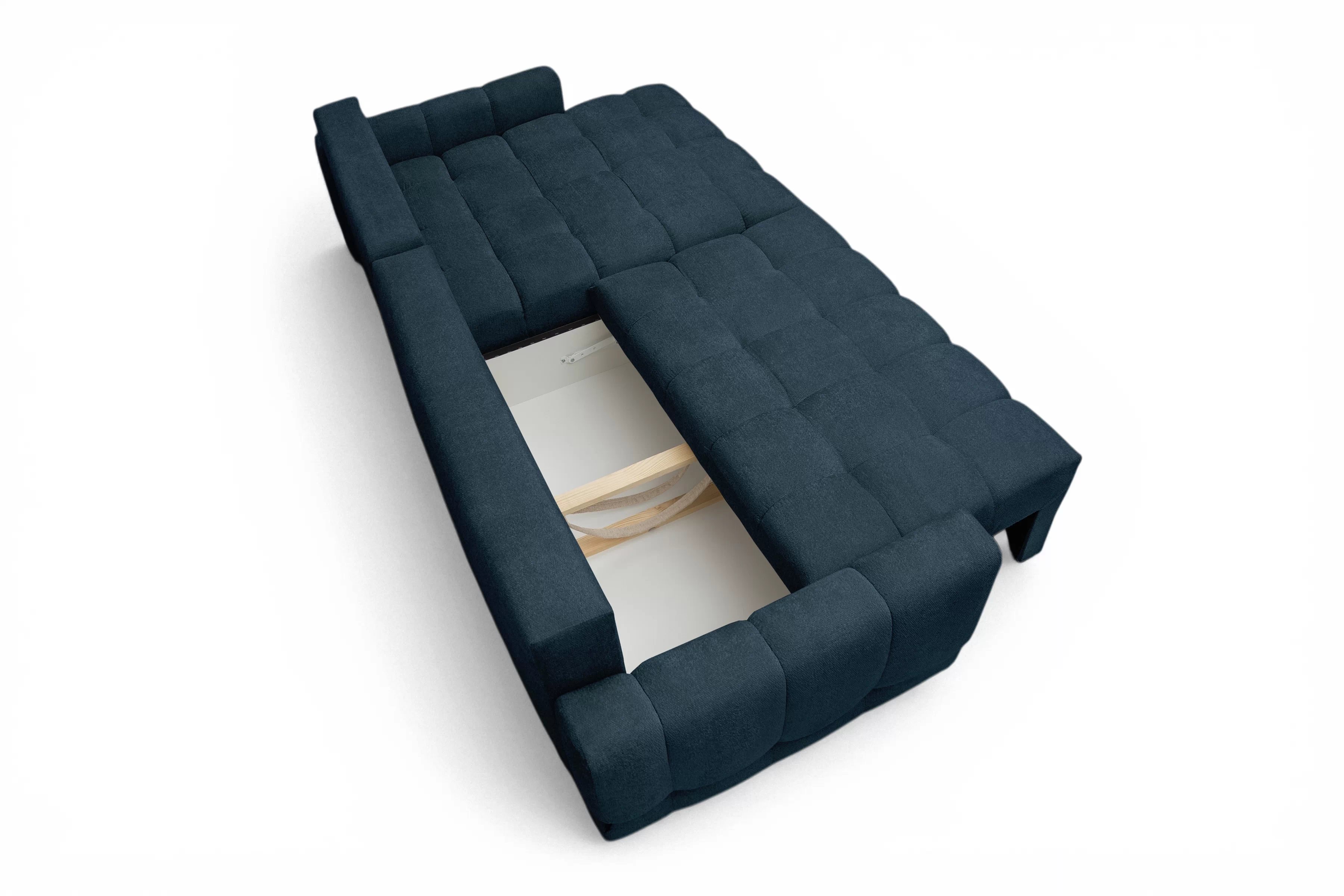 Rohová sedačka Sorenio s funkciou spania pravá - granátová pletenina Murano 843 Rohová sedacia súprava Sorenio s funkciou spánku pravá strana - námornícka modrá plecionka Murano 843