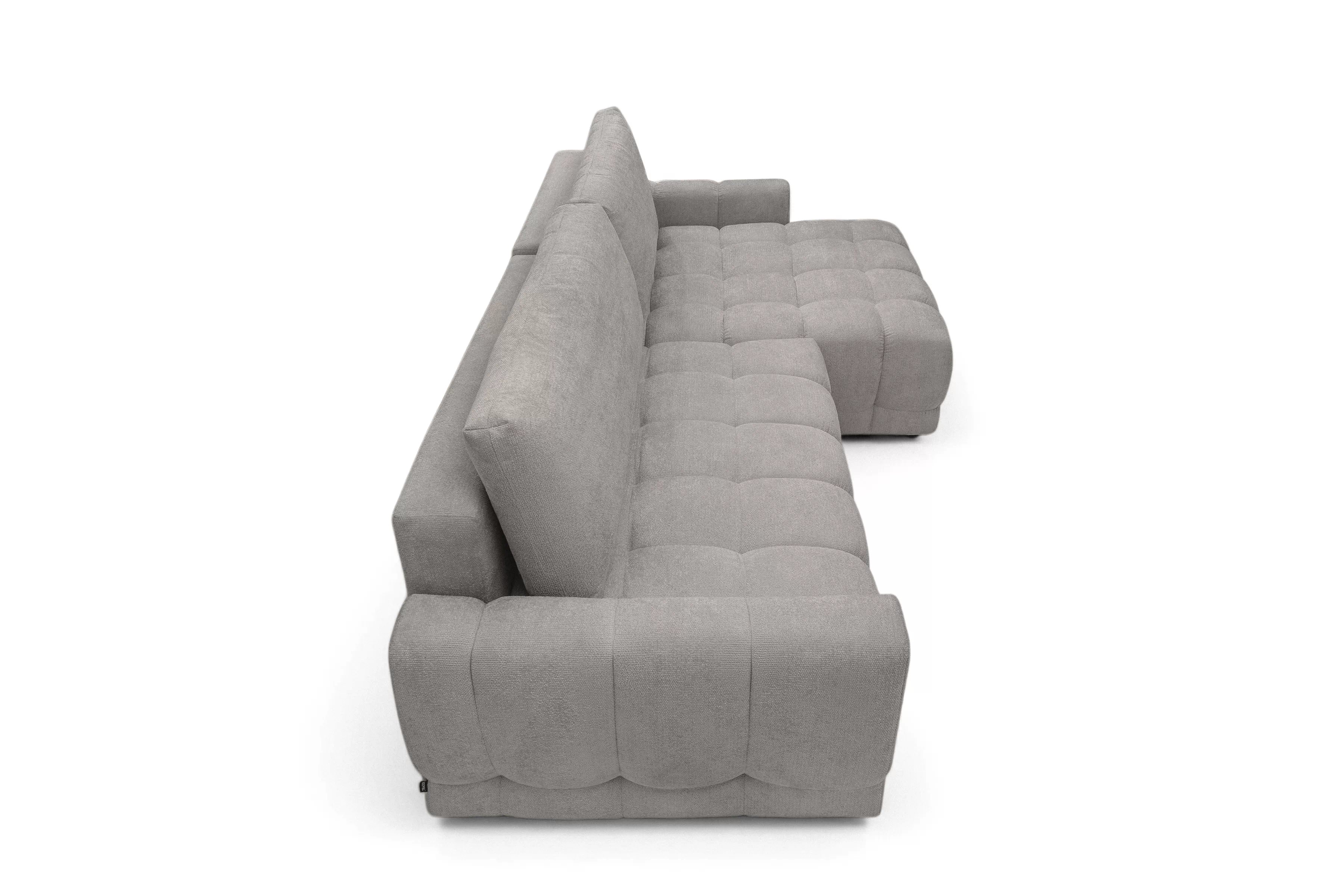 Rohová sedačka Sorenio s funkciou spania pravá - šedá pletenina Murano 847 Rohová sedacia súprava Sorenio s funkciou spánku pravá strana - šedá plecionka Murano 847