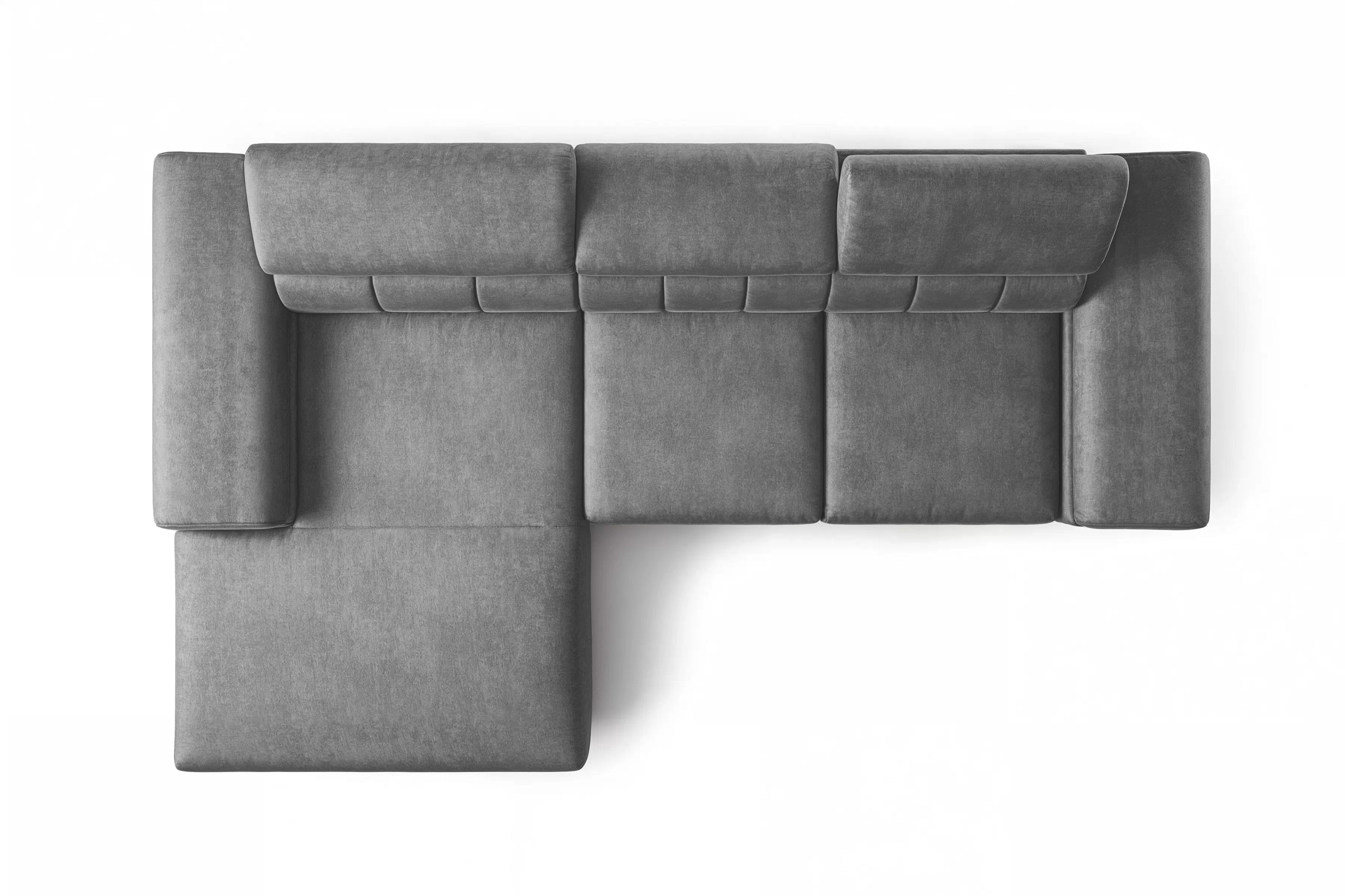 Rohová sedačka Taloria Mini s elektricky výsuvným sedákem levostranná - šedý samet Zetta 304 / černé nohy Rohová sedací souprava Taloria Mini z elektricky wysuwanym sedadlem levá - šedá welwet  Zetta 304 / Nohy černá 