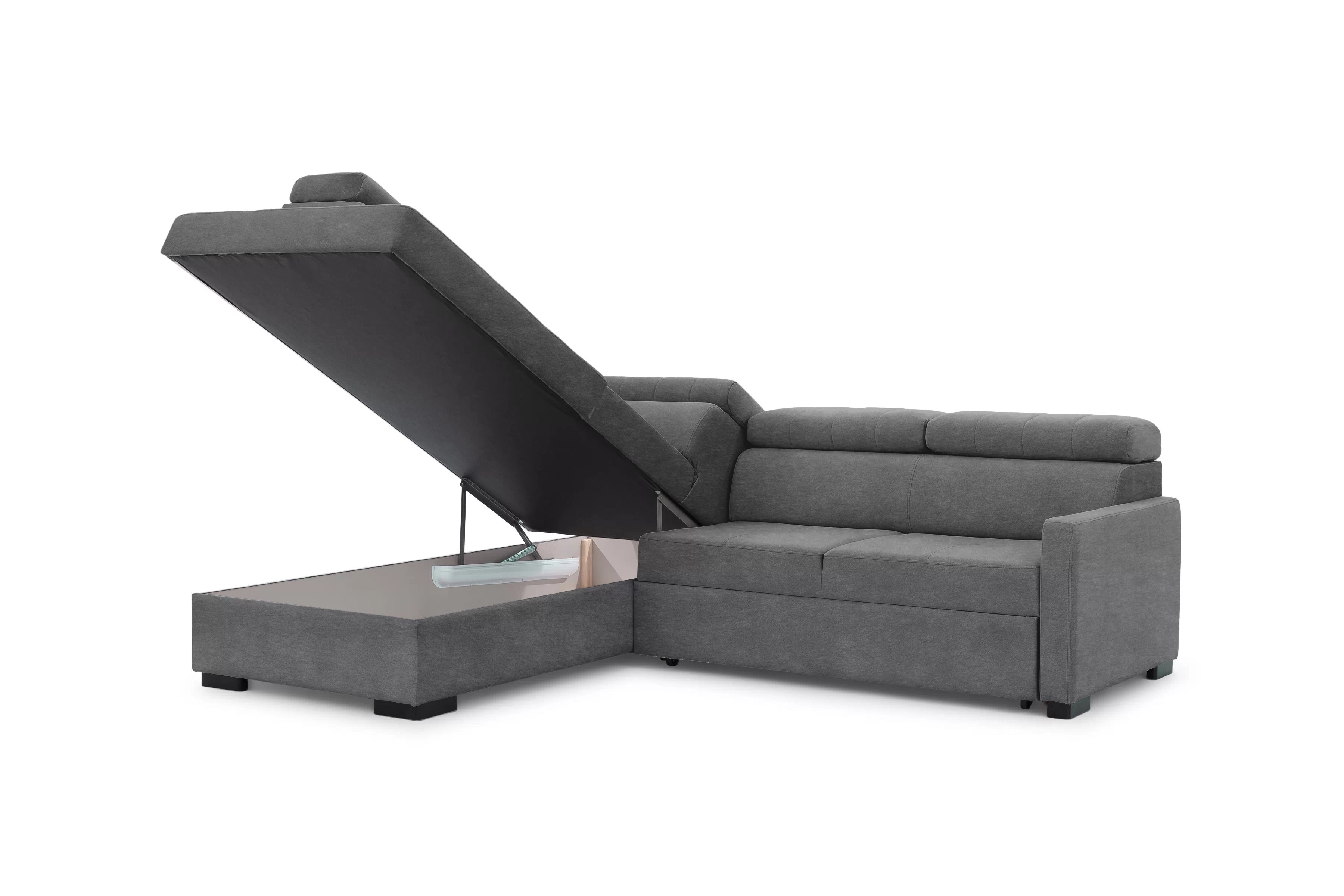 Rozkladacia rohová sedacia súprava Taremo L ľavá – sivý ľahkočistiaci zamat Zetta 304 Rohová sedacia súprava Taremo L s funkciou spánku Ľavá strana - šedý velúr ľahkočistiaci Zetta 304