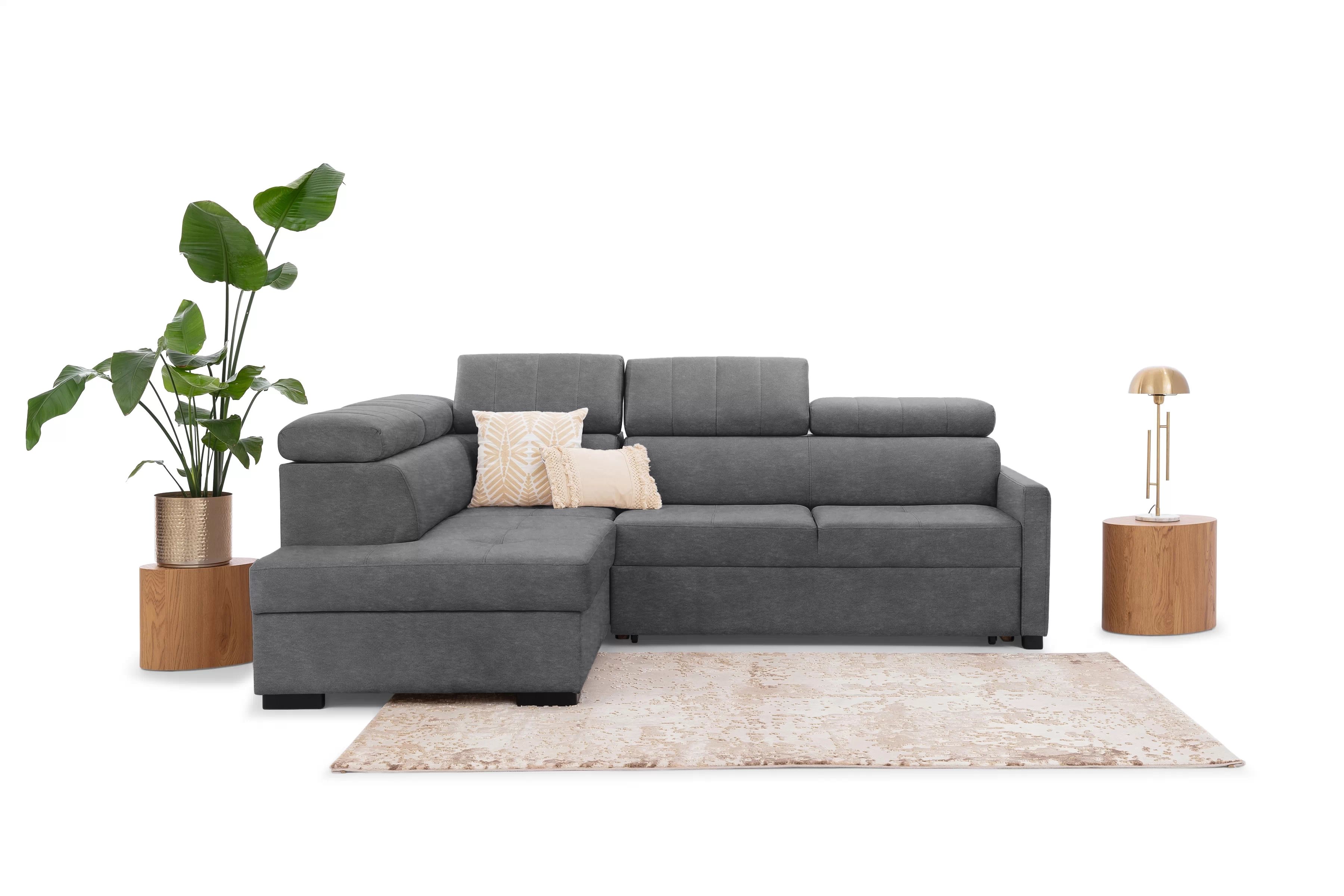 Rozkladacia rohová sedacia súprava Taremo L ľavá – sivý ľahkočistiaci zamat Zetta 304 Rohová sedacia súprava Taremo L s funkciou spánku Ľavá strana - šedý velúr ľahkočistiaci Zetta 304