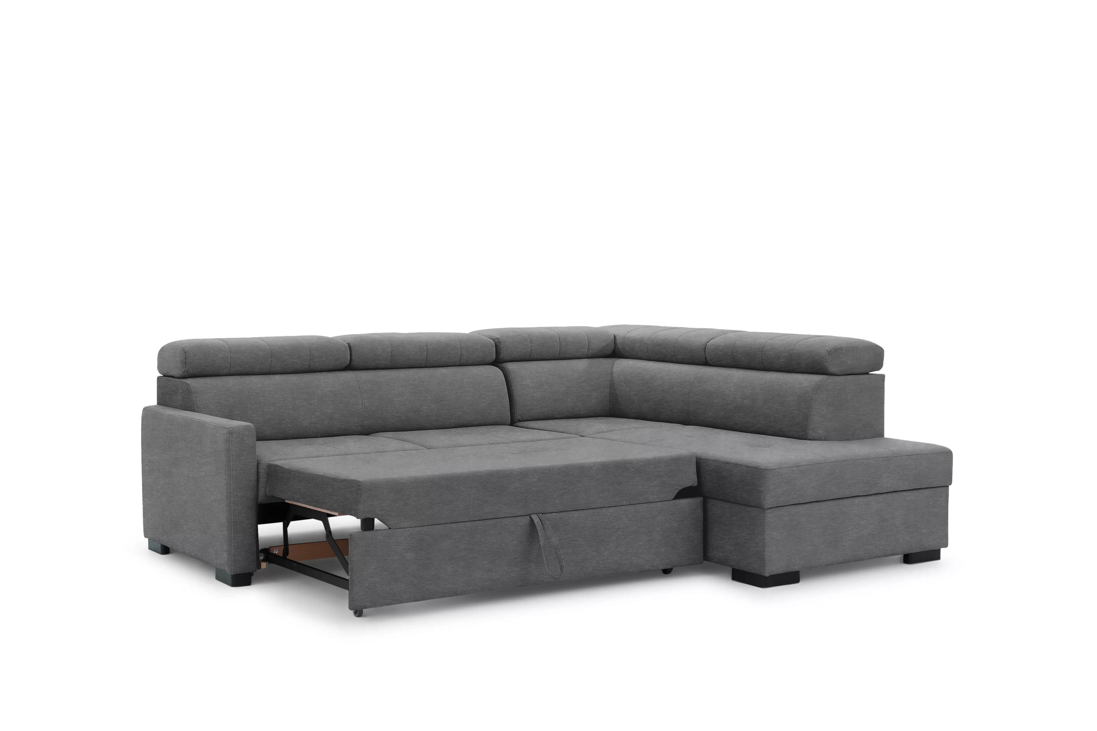 Rozkládací rohová sedací souprava Taremo L pravá – šedá Zetta 304 Rohová sedací souprava Taremo L rozkládací pravá - šedá samet latwoczyszczacy Zetta 304 