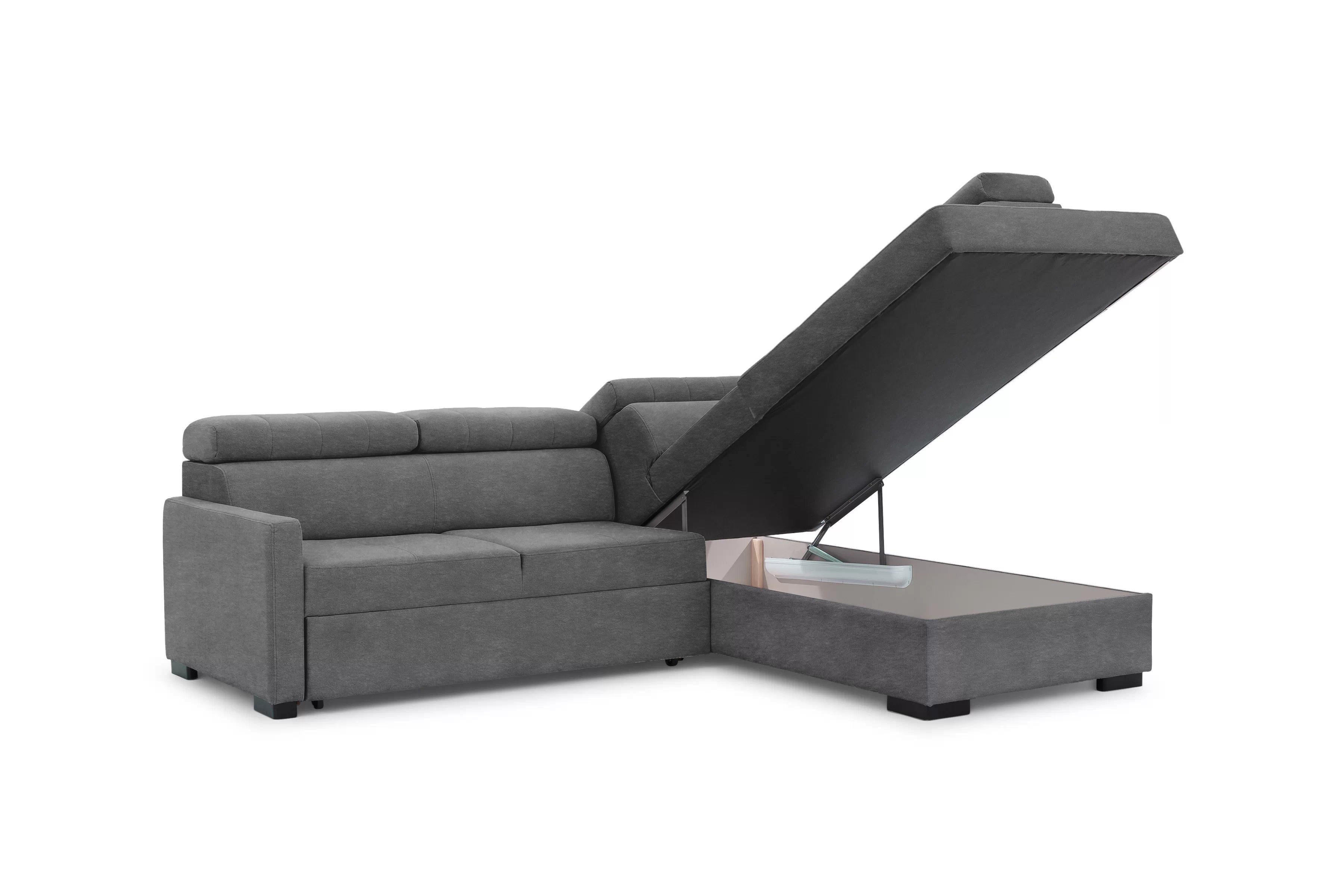 Rozkládací rohová sedací souprava Taremo L pravá – šedá Zetta 304 Rohová sedací souprava Taremo L rozkládací pravá - šedá samet latwoczyszczacy Zetta 304 