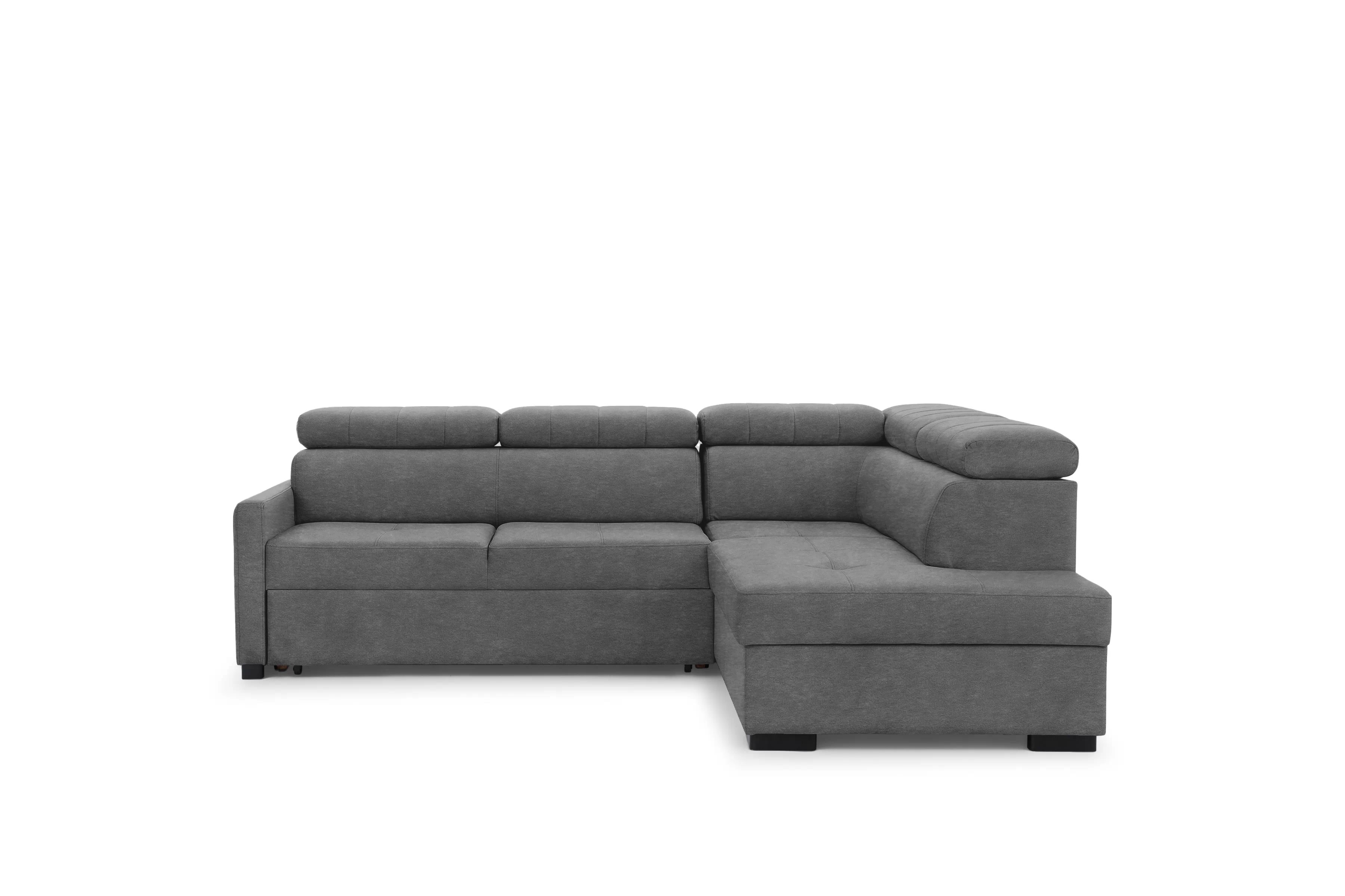 Rozkládací rohová sedací souprava Taremo L pravá – šedá Zetta 304 Rohová sedací souprava Taremo L rozkládací pravá - šedá samet latwoczyszczacy Zetta 304 