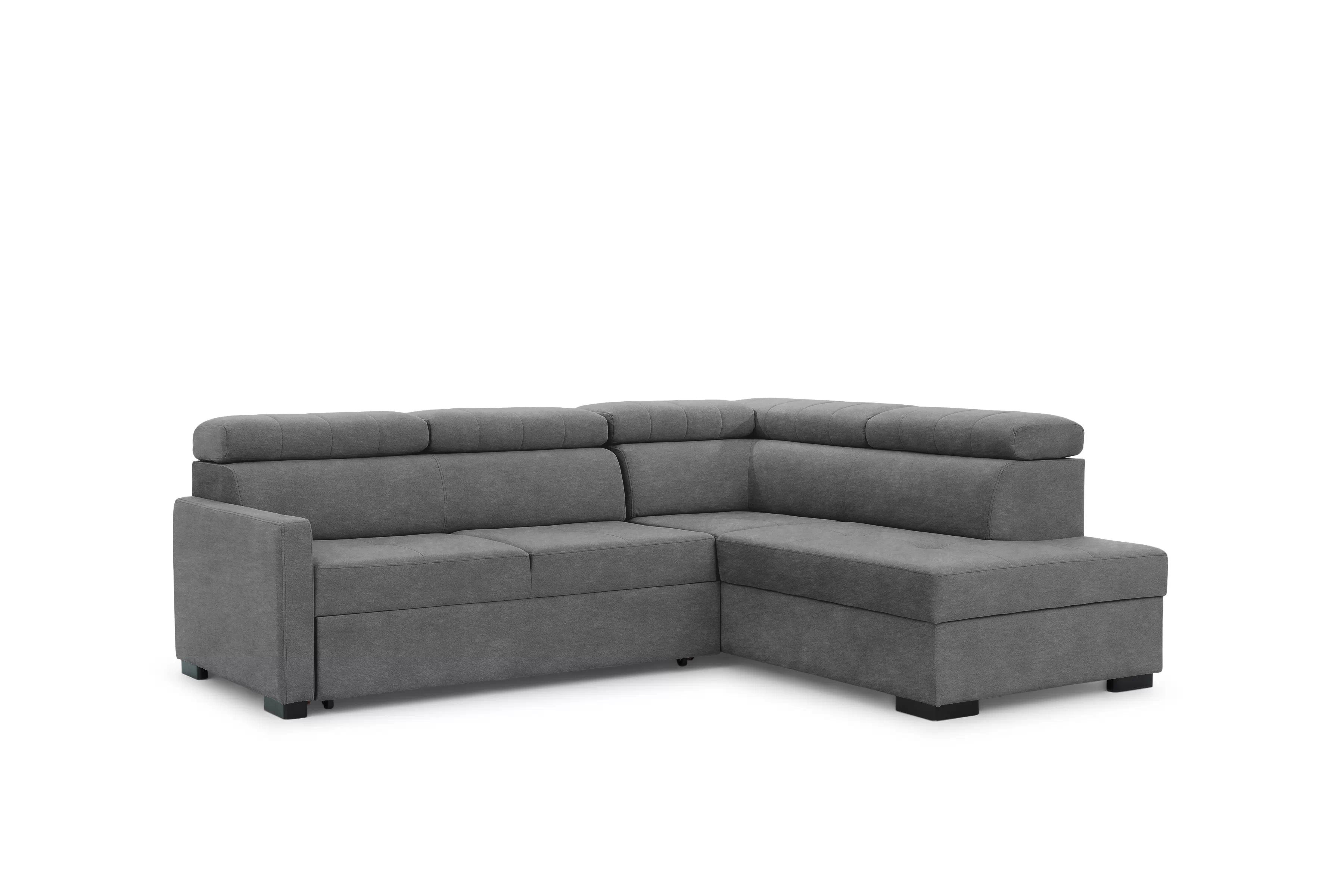 Rozkládací rohová sedací souprava Taremo L pravá – šedá Zetta 304 Rohová sedací souprava Taremo L rozkládací pravá - šedá samet latwoczyszczacy Zetta 304 