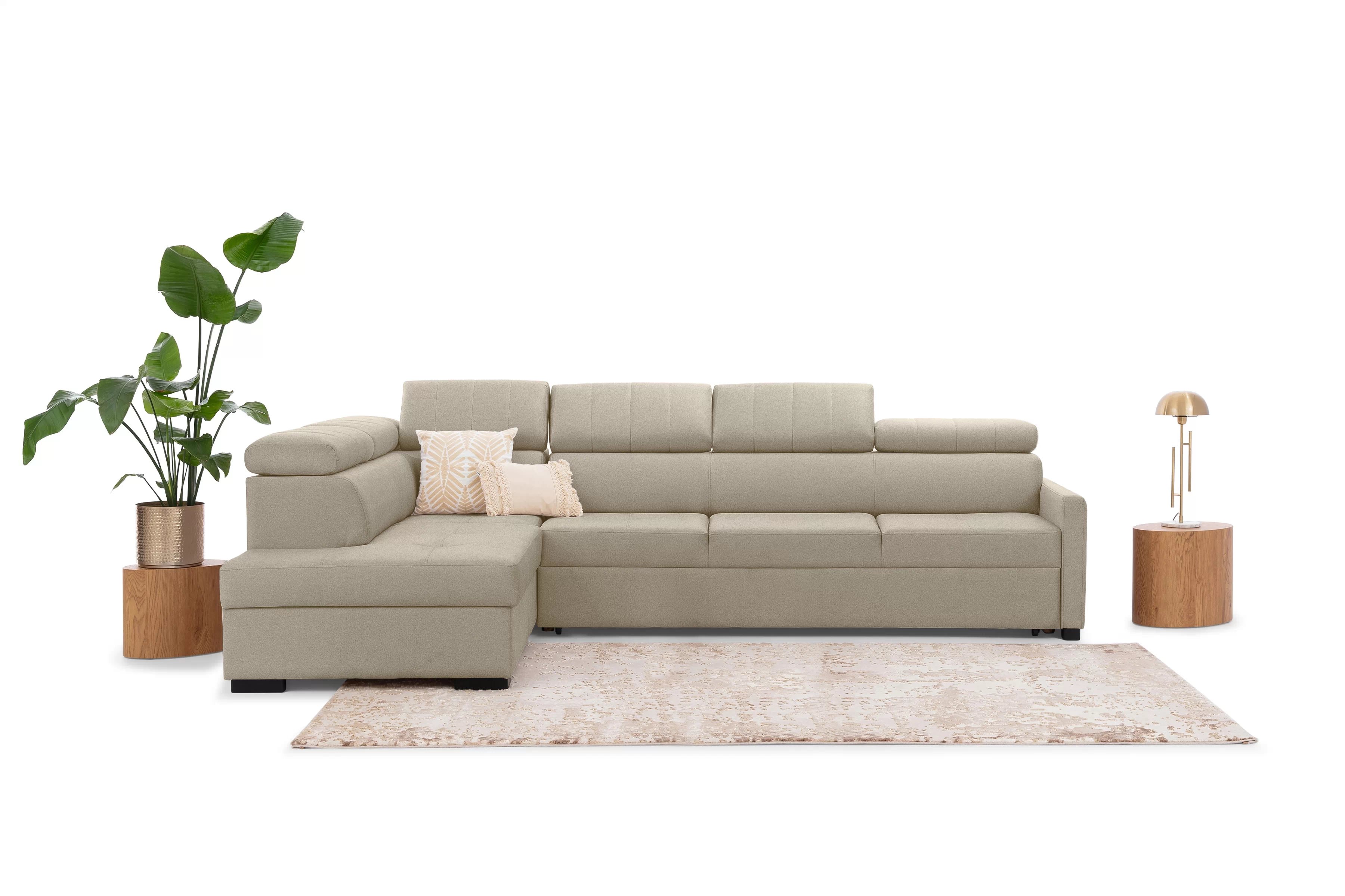 Rozkládací rohová sedací souprava Taremo Maxi levá – krémová Ado 1601 Halva Rohová sedací souprava Taremo Maxi rozkládací levá - kremowa plecionka Ado 1601 Halva