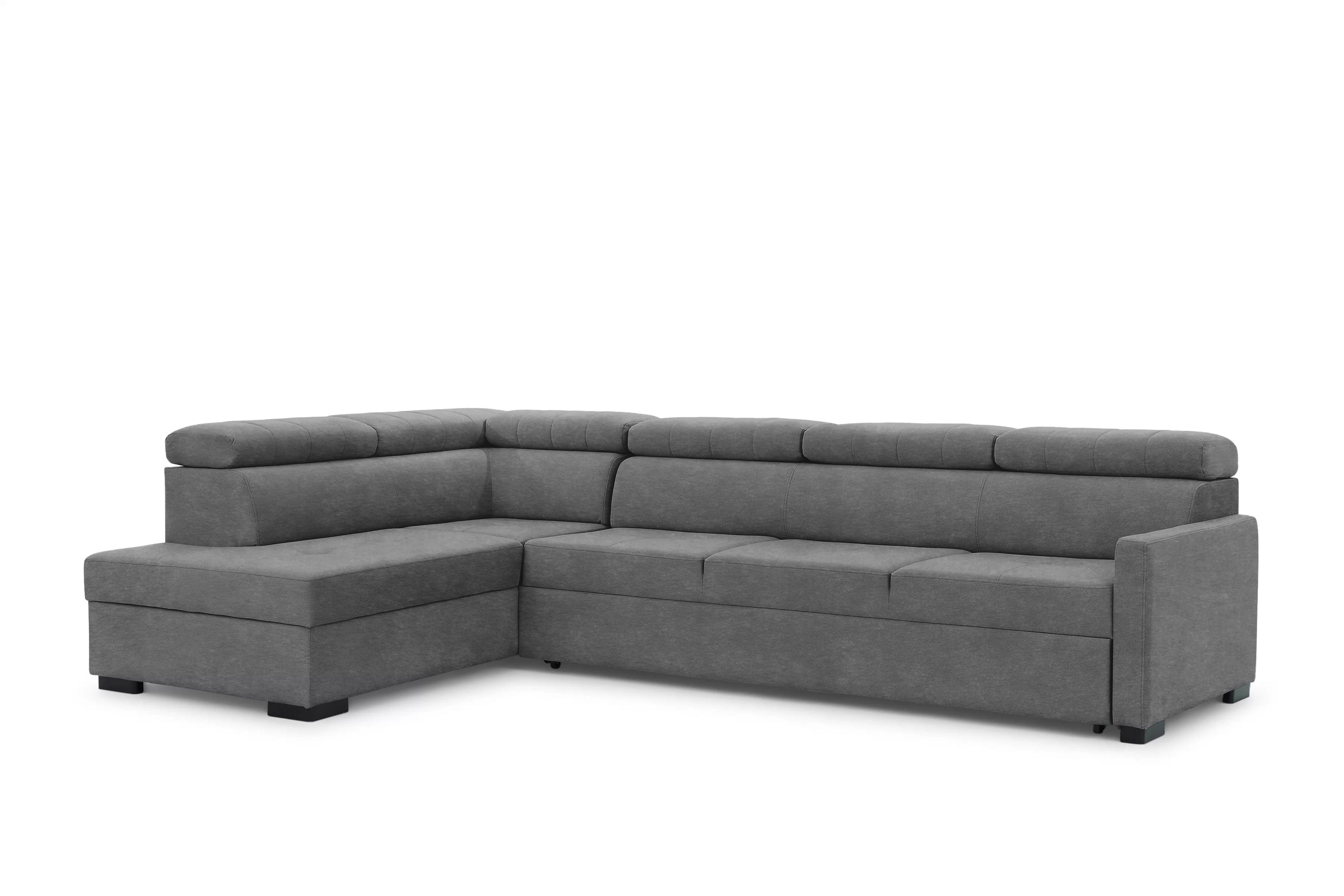 Rozkládací rohová sedací souprava Taremo Maxi levá – šedá Zetta 304 Rohová sedací souprava Taremo Maxi rozkládací levá - šedá samet latwoczyszczacy Zetta 304