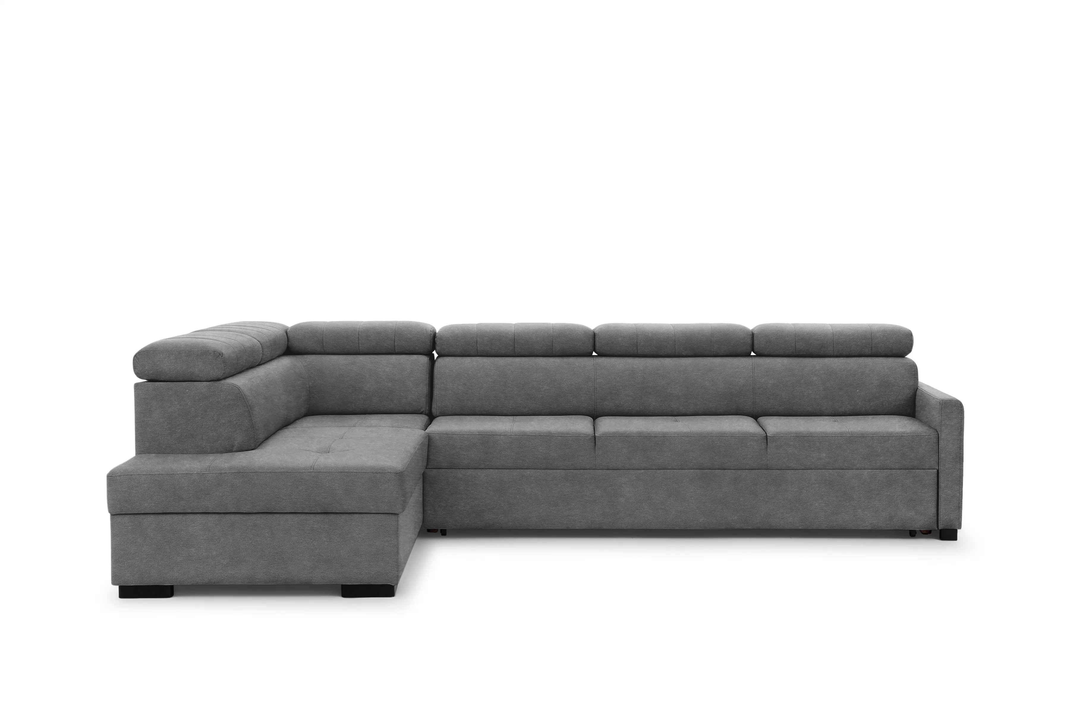 Rozkládací rohová sedací souprava Taremo Maxi levá – šedá Zetta 304 Rohová sedací souprava Taremo Maxi rozkládací levá - šedá samet latwoczyszczacy Zetta 304