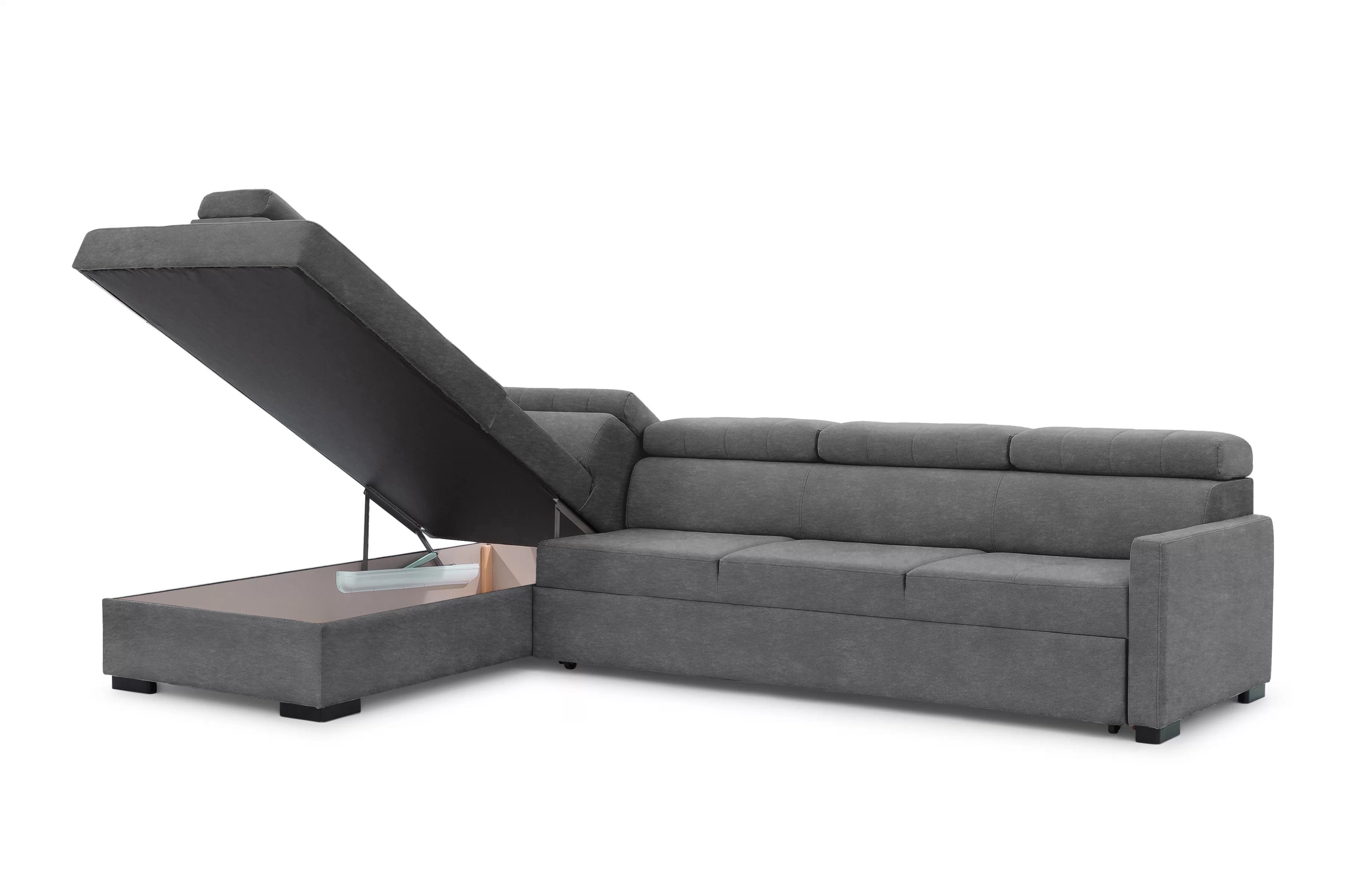 Rozkládací rohová sedací souprava Taremo Maxi levá – šedá Zetta 304 Rohová sedací souprava Taremo Maxi rozkládací levá - šedá samet latwoczyszczacy Zetta 304