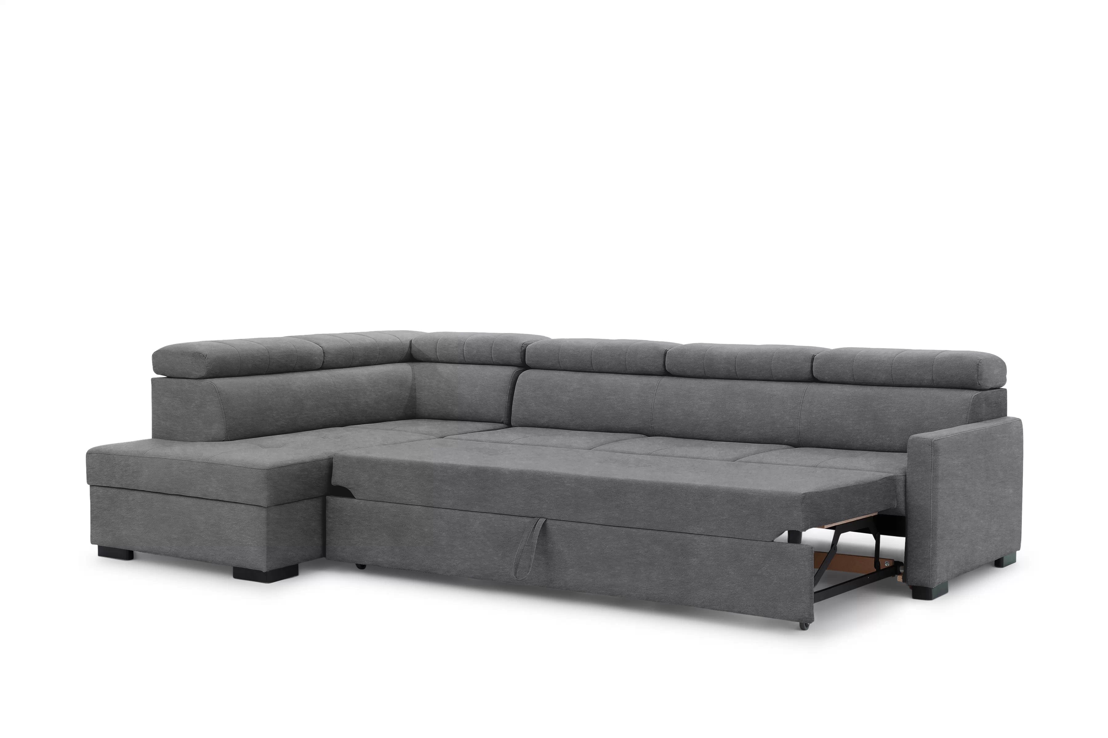 Rozkládací rohová sedací souprava Taremo Maxi levá – šedá Zetta 304 Rohová sedací souprava Taremo Maxi rozkládací levá - šedá samet latwoczyszczacy Zetta 304