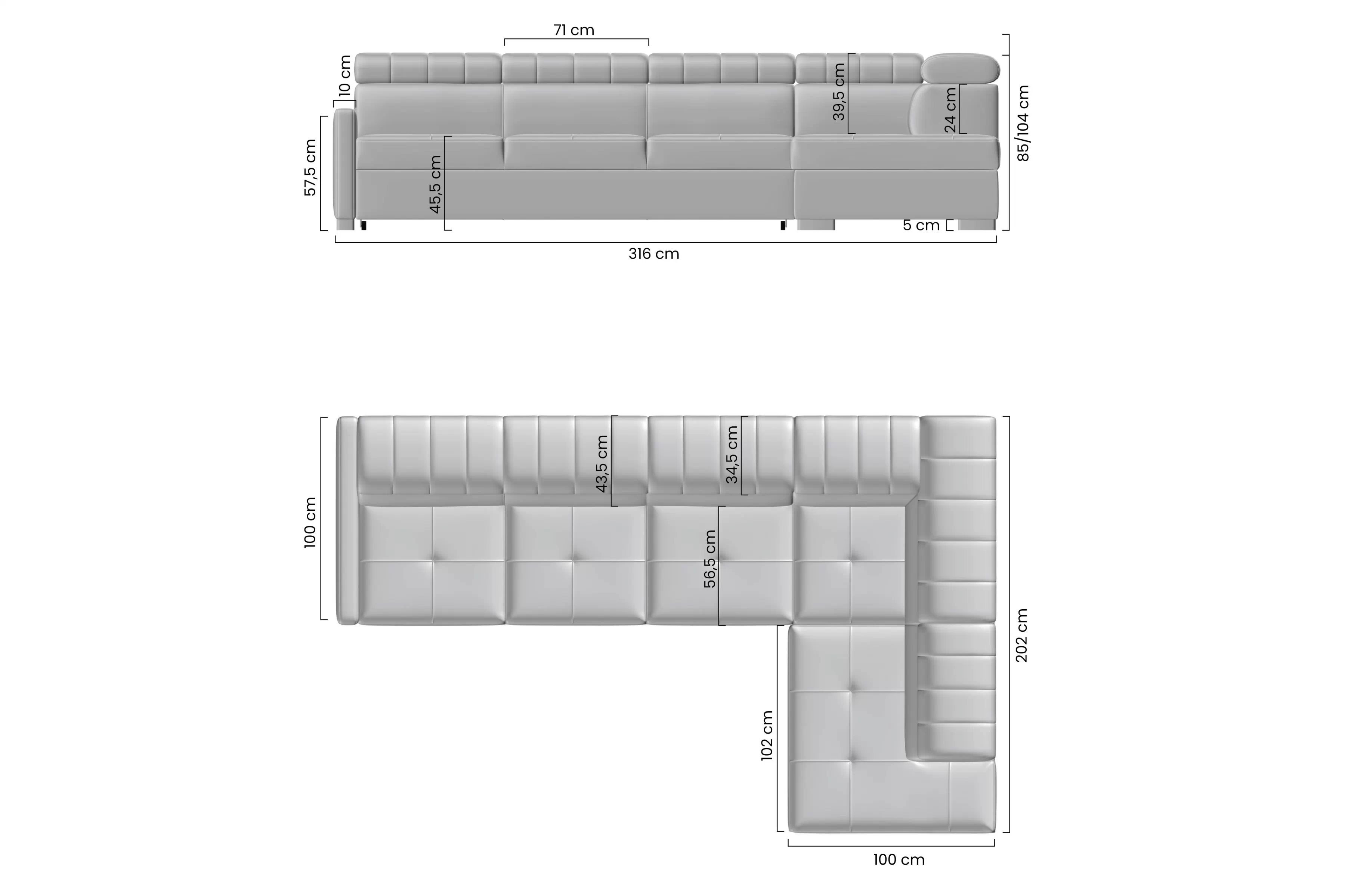Rozkládací rohová sedací souprava Taremo Maxi pravá – šedá Zetta 304 Rohová sedací souprava Taremo Maxi rozkládací pravá - šedá samet latwoczyszczacy Zetta 304 