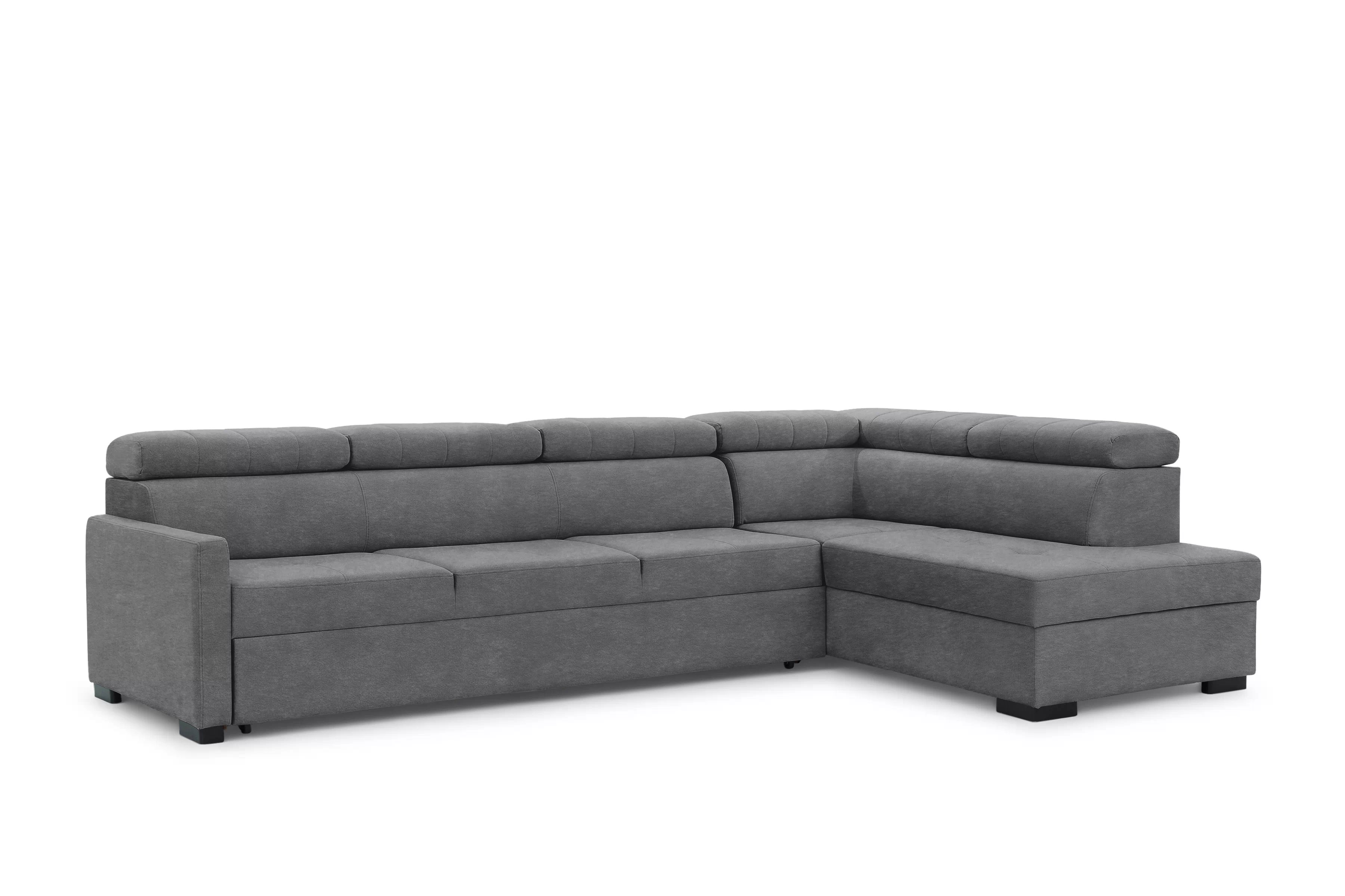 Rozkládací rohová sedací souprava Taremo Maxi pravá – šedá Zetta 304 Rohová sedací souprava Taremo Maxi rozkládací pravá - šedá samet latwoczyszczacy Zetta 304 