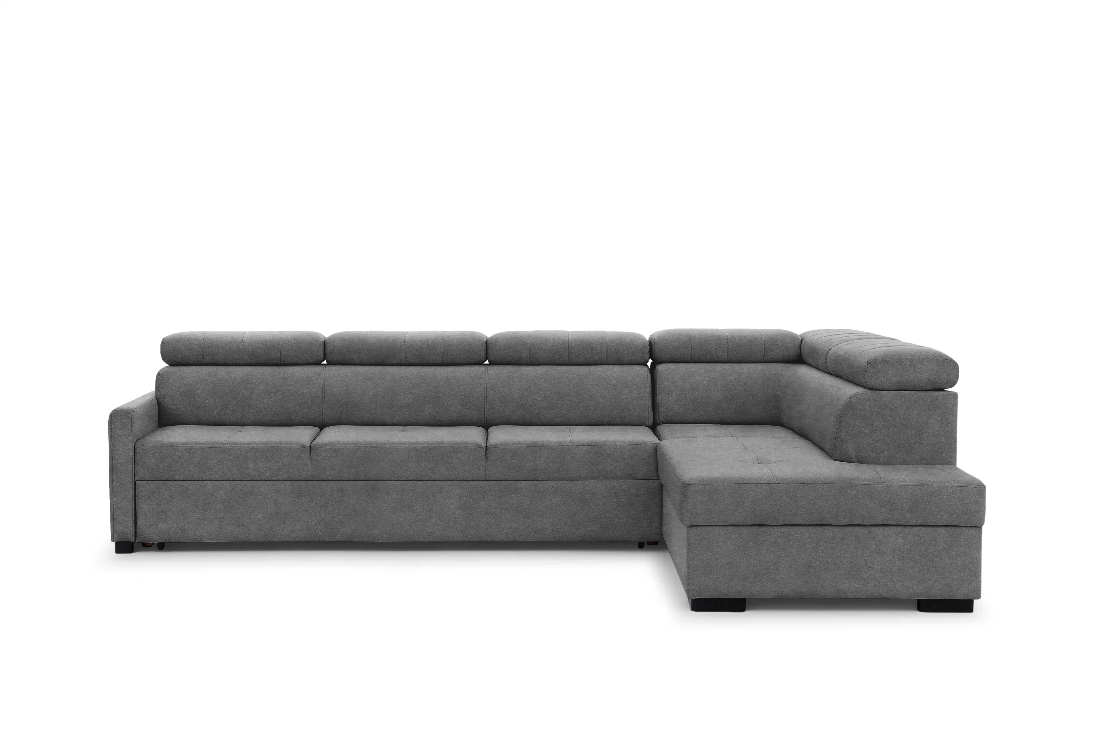 Rozkládací rohová sedací souprava Taremo Maxi pravá – šedá Zetta 304 Rohová sedací souprava Taremo Maxi rozkládací pravá - šedá samet latwoczyszczacy Zetta 304 