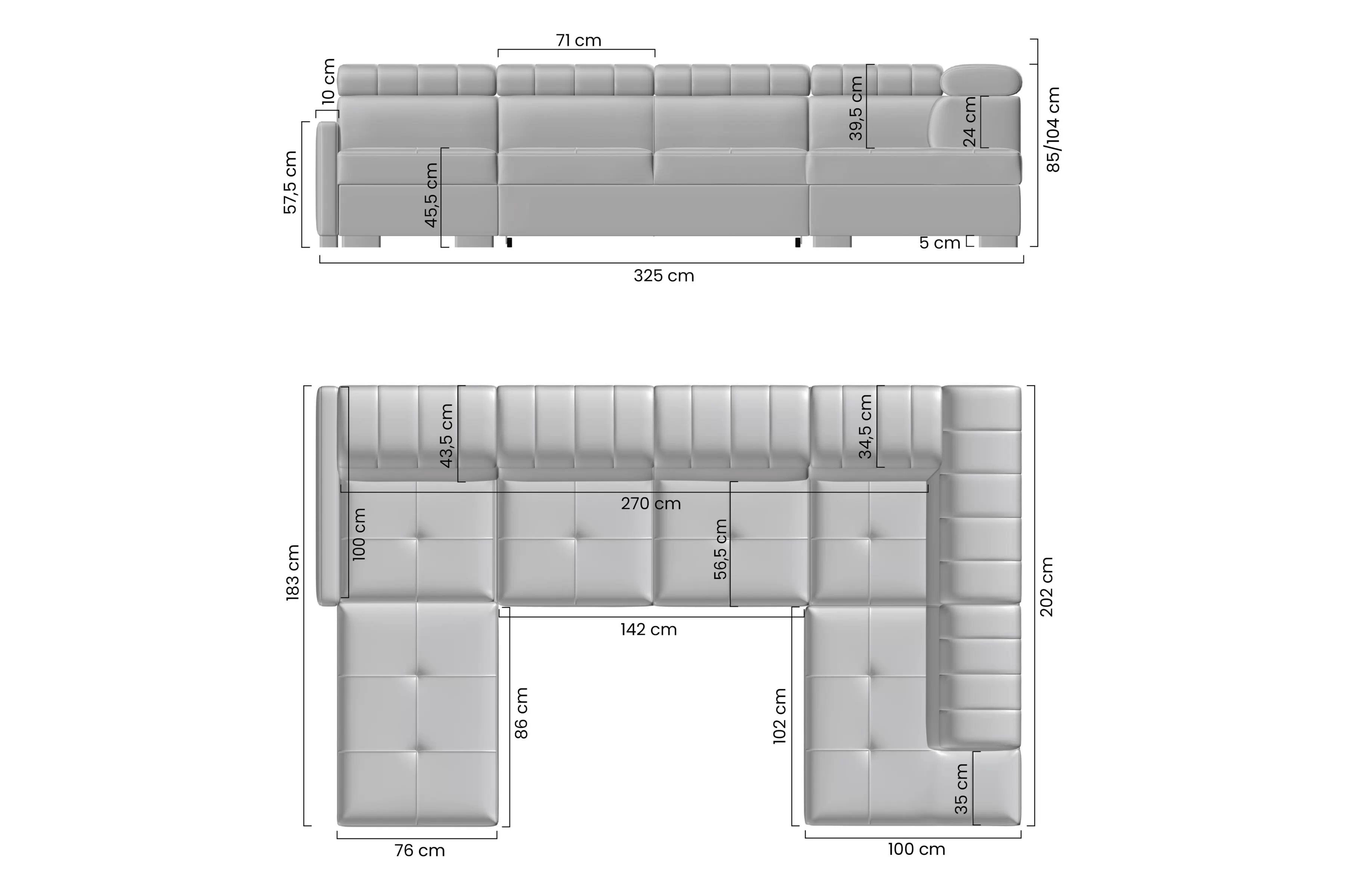 Rozkladacia rohová sedacia súprava Taremo U II Rohová sedacia súprava Taremo U II s funkciou spánku 