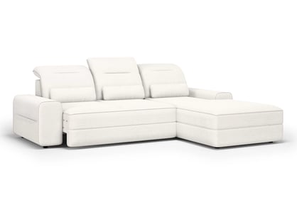 Rohová sedačka Tulia Mini s elektricky vysúvateľným sedadlom pravá - béžová tkanina Sierra 741 + Uni 8005 Rohová sedacia súprava Tulia Mini s elektricky výsuvným sedákem pravá strana - Béžová látka Sierra 741 + Uni 8005 