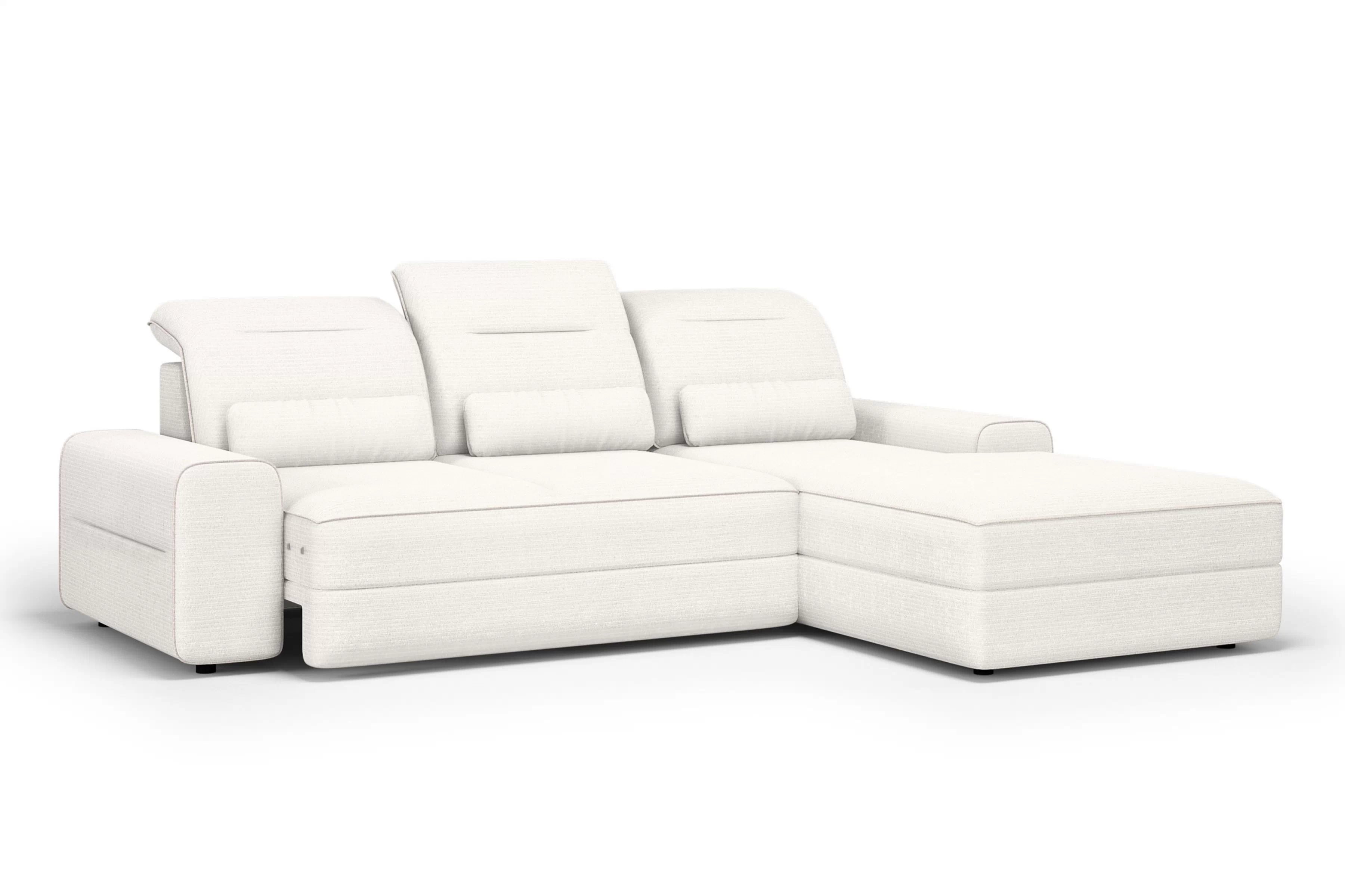 Rohová sedačka Tulia Mini s elektricky vysúvateľným sedadlom pravá - béžová tkanina Sierra 741 + Uni 8005 Rohová sedacia súprava Tulia Mini s elektricky výsuvným sedákem pravá strana - Béžová látka Sierra 741 + Uni 8005 