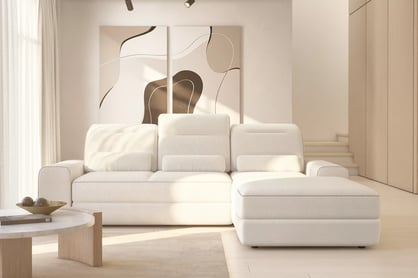 Rohová sedačka Tulia Mini s elektricky výsuvným sedadlom pravostranná - béžový šenil Kate 01 / 02 Rohová sedacia súprava Tulia Mini s elektricky výsuvným sedákem pravá strana - béžový šenil Kate 01 / 02  