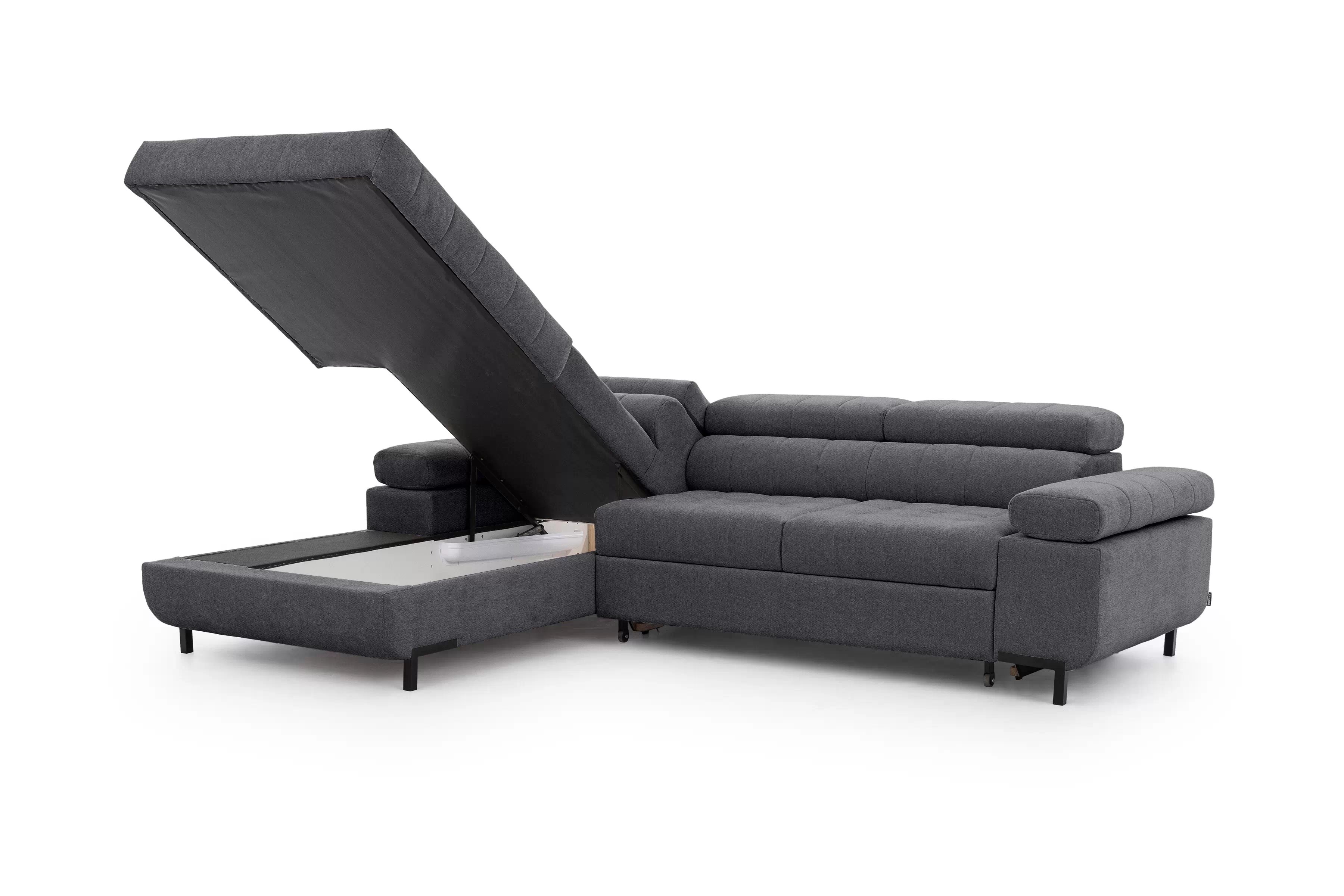 Rohová sedačka Tyrion L II s funkciou spania ľavá - sivý šenil Vibe 95 Rohová sedacia súprava Tyrion L II s funkciou spánku Ľavá strana - šedý šenil Vibe 95