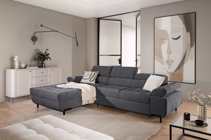 Rohová sedačka Tyrion L II s funkciou spania ľavá - sivý šenil Vibe 95 Rohová sedacia súprava Tyrion L II s funkciou spánku Ľavá strana - šedý šenil Vibe 95
