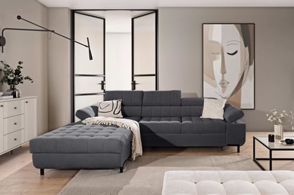 Rohová sedačka Tyrion L II s funkciou spania ľavá - sivý šenil Vibe 95 Rohová sedacia súprava Tyrion L II s funkciou spánku Ľavá strana - šedý šenil Vibe 95