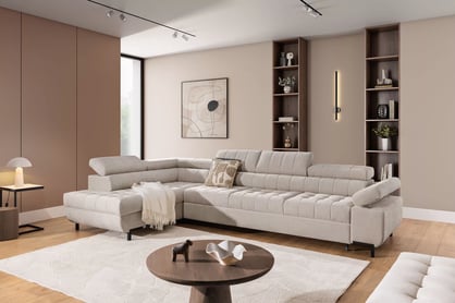 Rohová sedačka Tyrion Maxi s funkciou spania ľavostranná - béžový šenil Vibe 08 Rohová sedacia súprava Tyrion Maxi s funkciou spánku Ľavá strana - béžový šenil Vibe 08