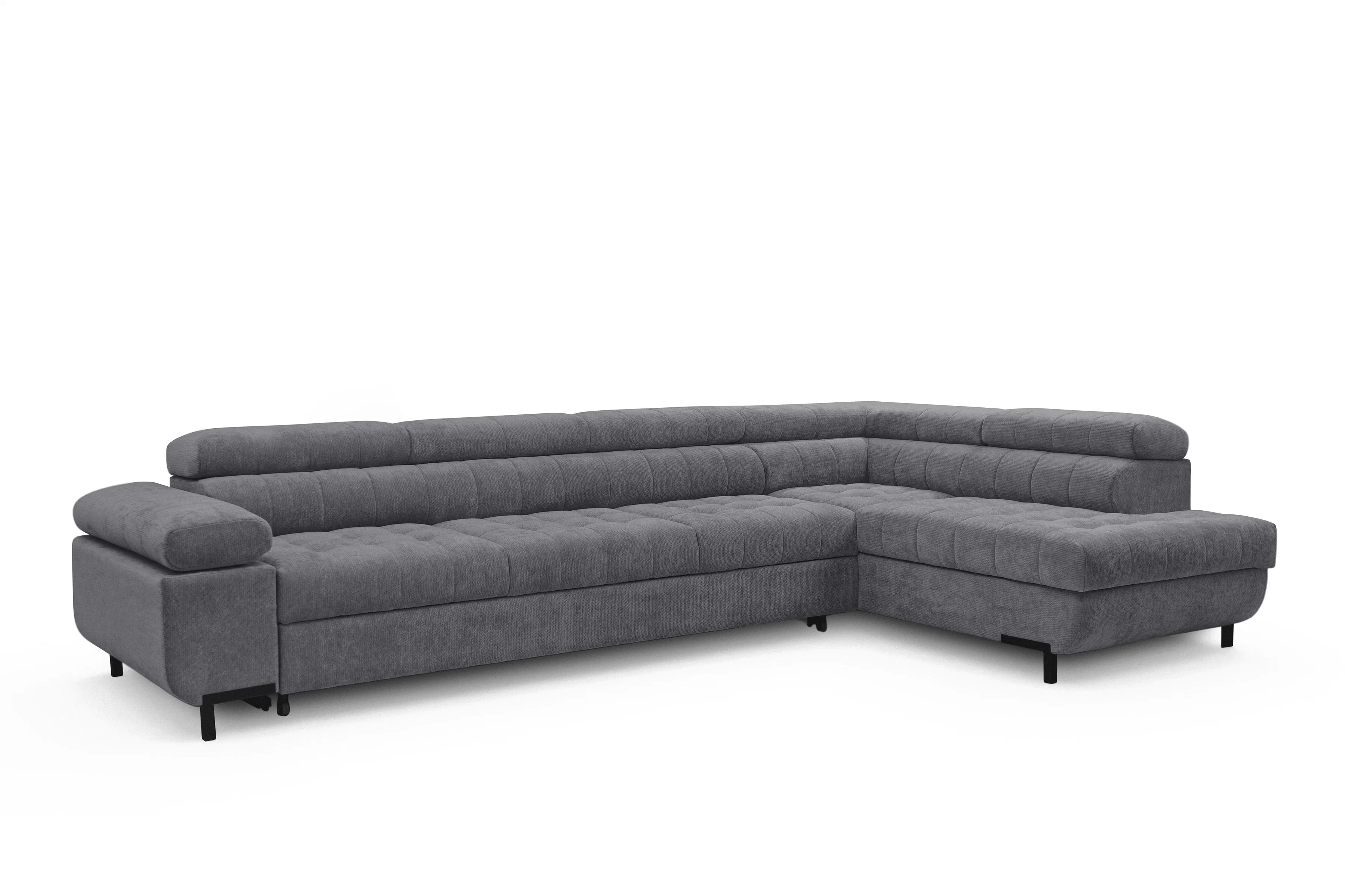 Rohová sedačka Tyrion Maxi s funkciou spania pravá - sivý šenil Vibe 95 Rohová sedacia súprava Tyrion Maxi s funkciou spánku pravá strana - šedý šenil Vibe 95