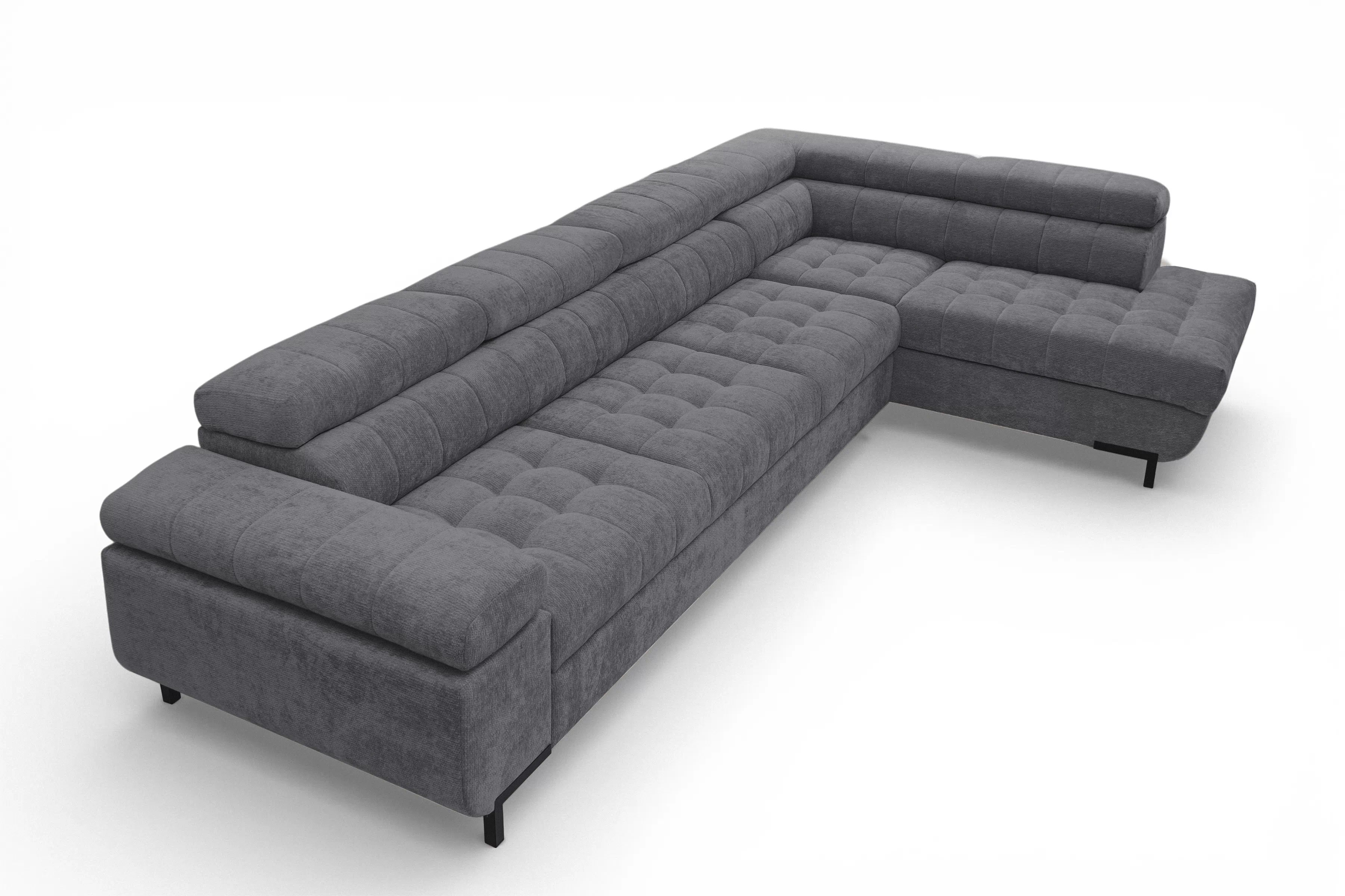 Rohová sedačka Tyrion Maxi s funkciou spania pravá - sivý šenil Vibe 95 Rohová sedacia súprava Tyrion Maxi s funkciou spánku pravá strana - šedý šenil Vibe 95