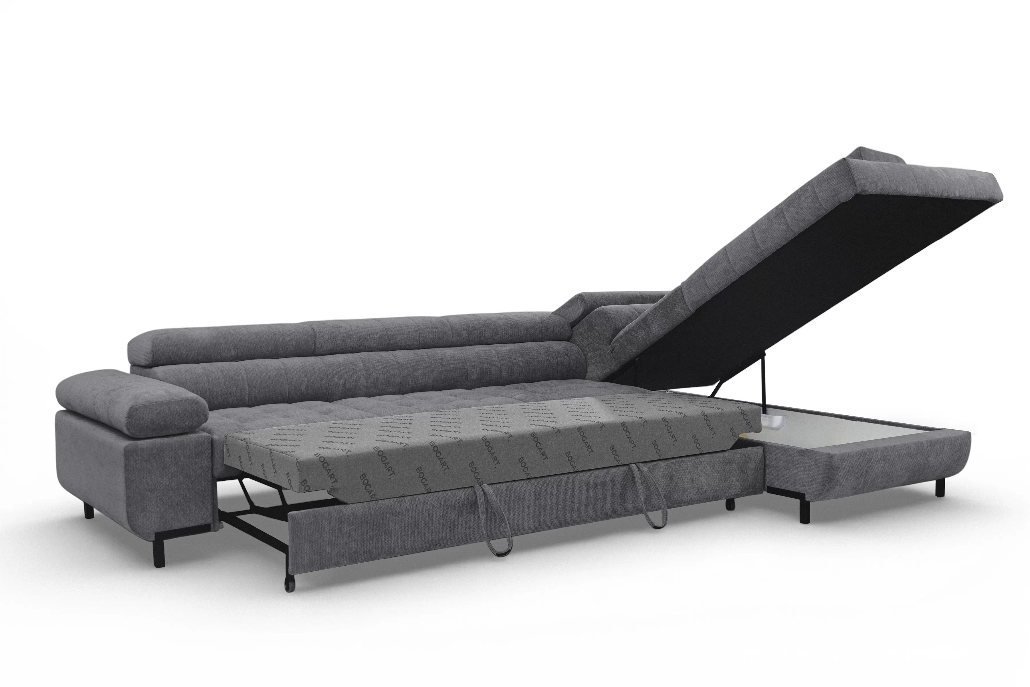 Rohová sedačka Tyrion Maxi s funkciou spania pravá - sivý šenil Vibe 95 Rohová sedacia súprava Tyrion Maxi s funkciou spánku pravá strana - šedý šenil Vibe 95