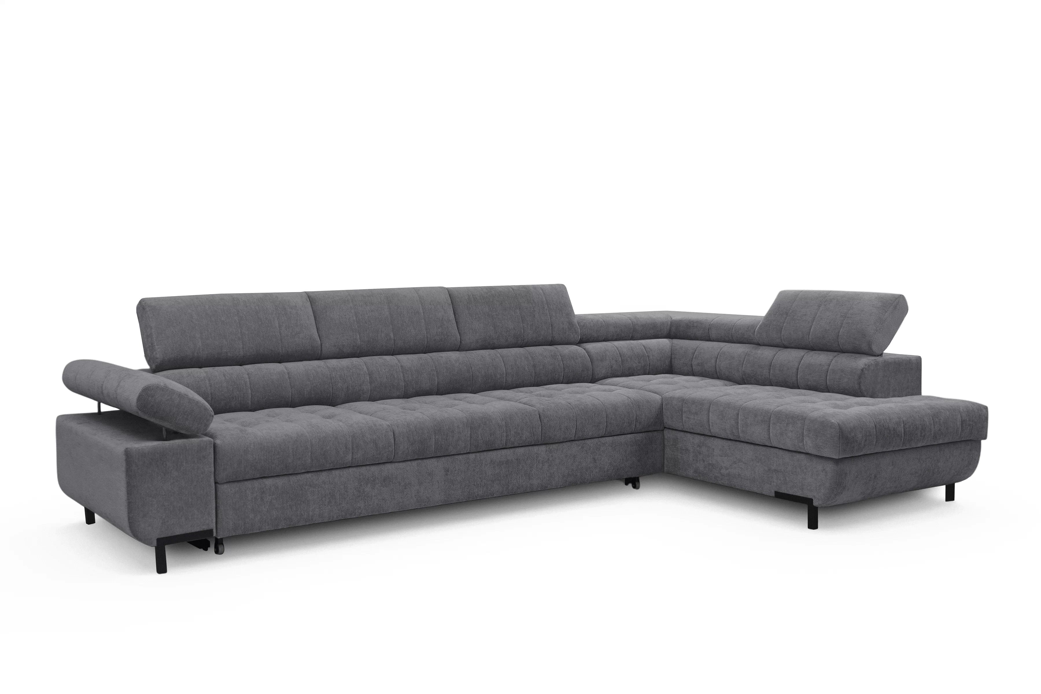 Rohová sedačka Tyrion Maxi s funkciou spania pravá - sivý šenil Vibe 95 Rohová sedacia súprava Tyrion Maxi s funkciou spánku pravá strana - šedý šenil Vibe 95