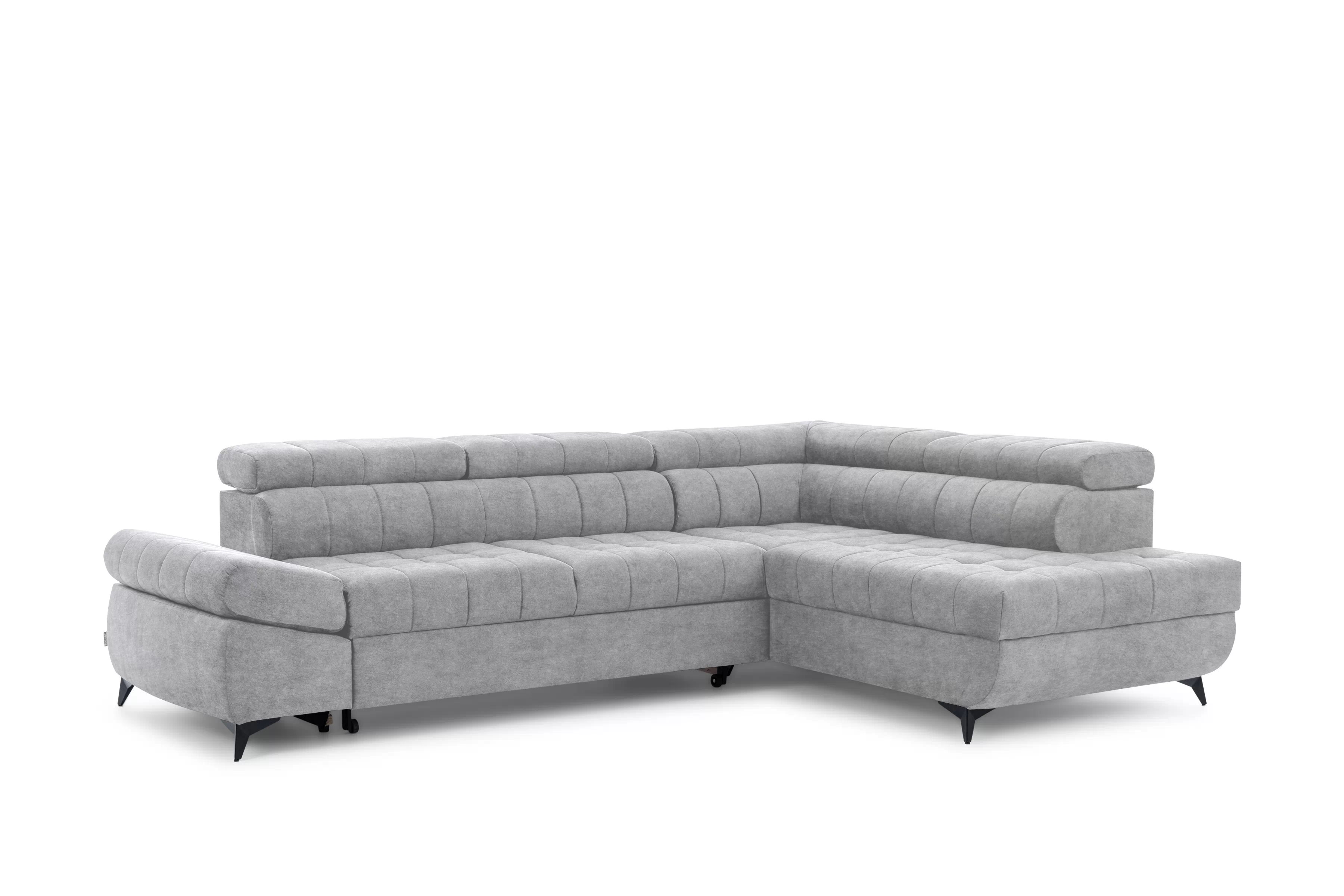 Rohová sedačka Valoris L s rozkladom pravá - sivý ľahko čistiteľný zamat Cloud 81 Rohová sedacia súprava Valoris L s funkciou spánku pravá strana - šedý velúr ľahkočistiaci Cloud 81